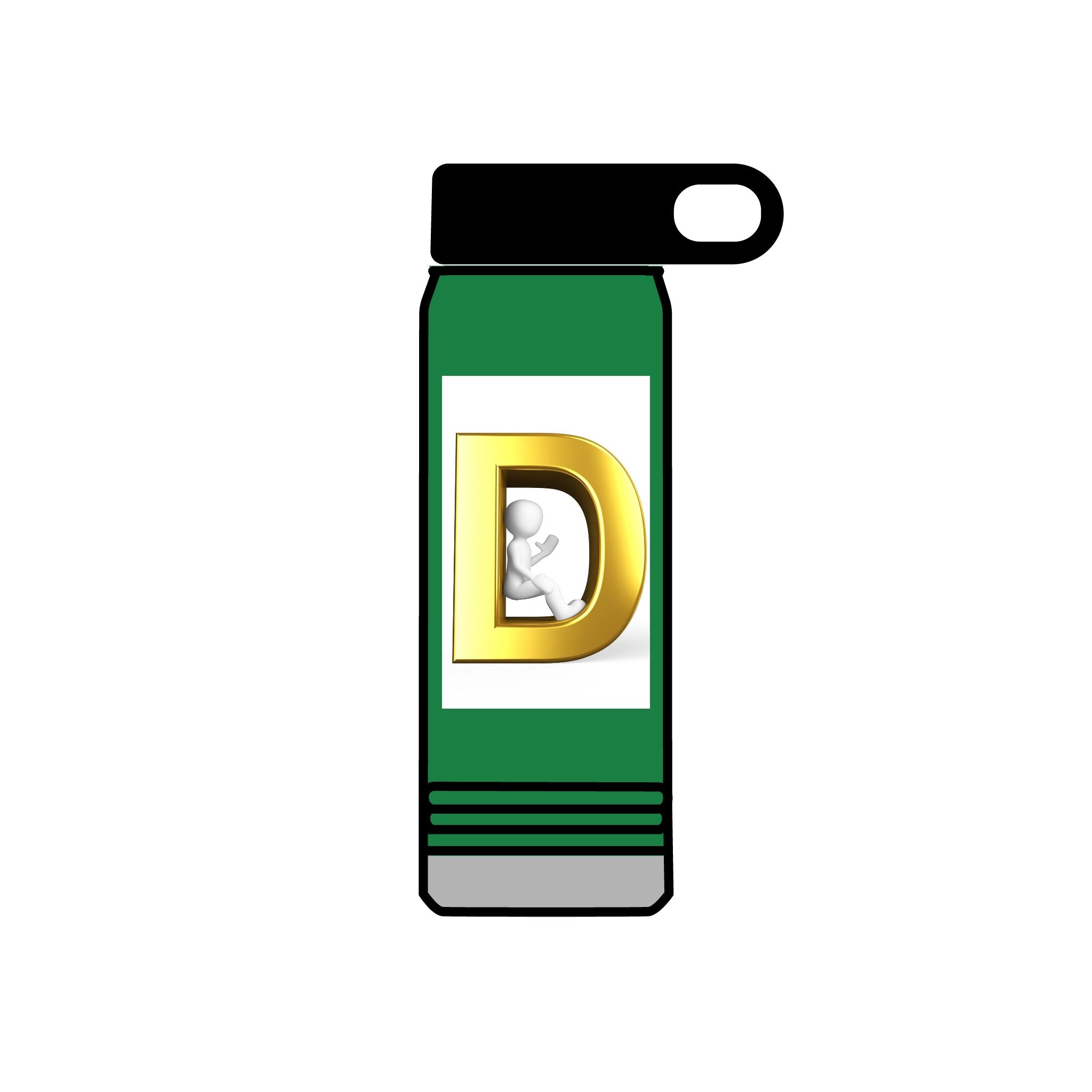 Gold Letter D Monogram Water Bottle | 20oz Initial Bottle