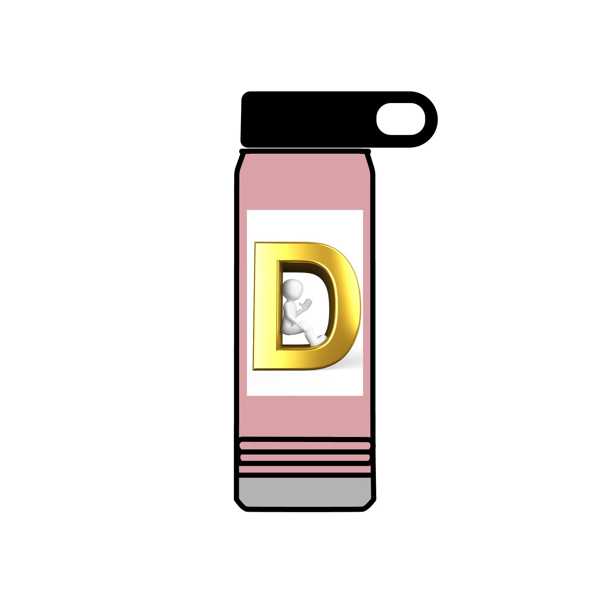 Gold Letter D Monogram Water Bottle | 20oz Initial Bottle