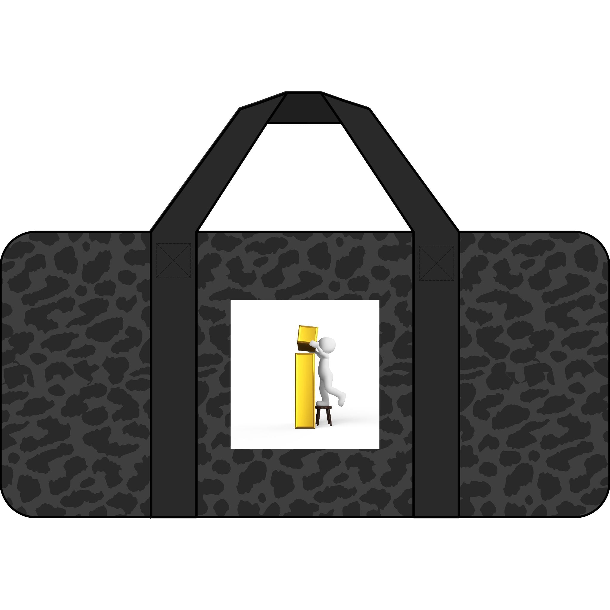 3D Figure building Gold Letter i Illustration Tripper Duffel Bag | Checker Strap or Camo