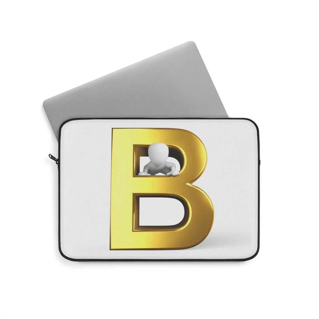 Gold Letter B Initial Laptop Sleeve | Monogram Alphabet Case