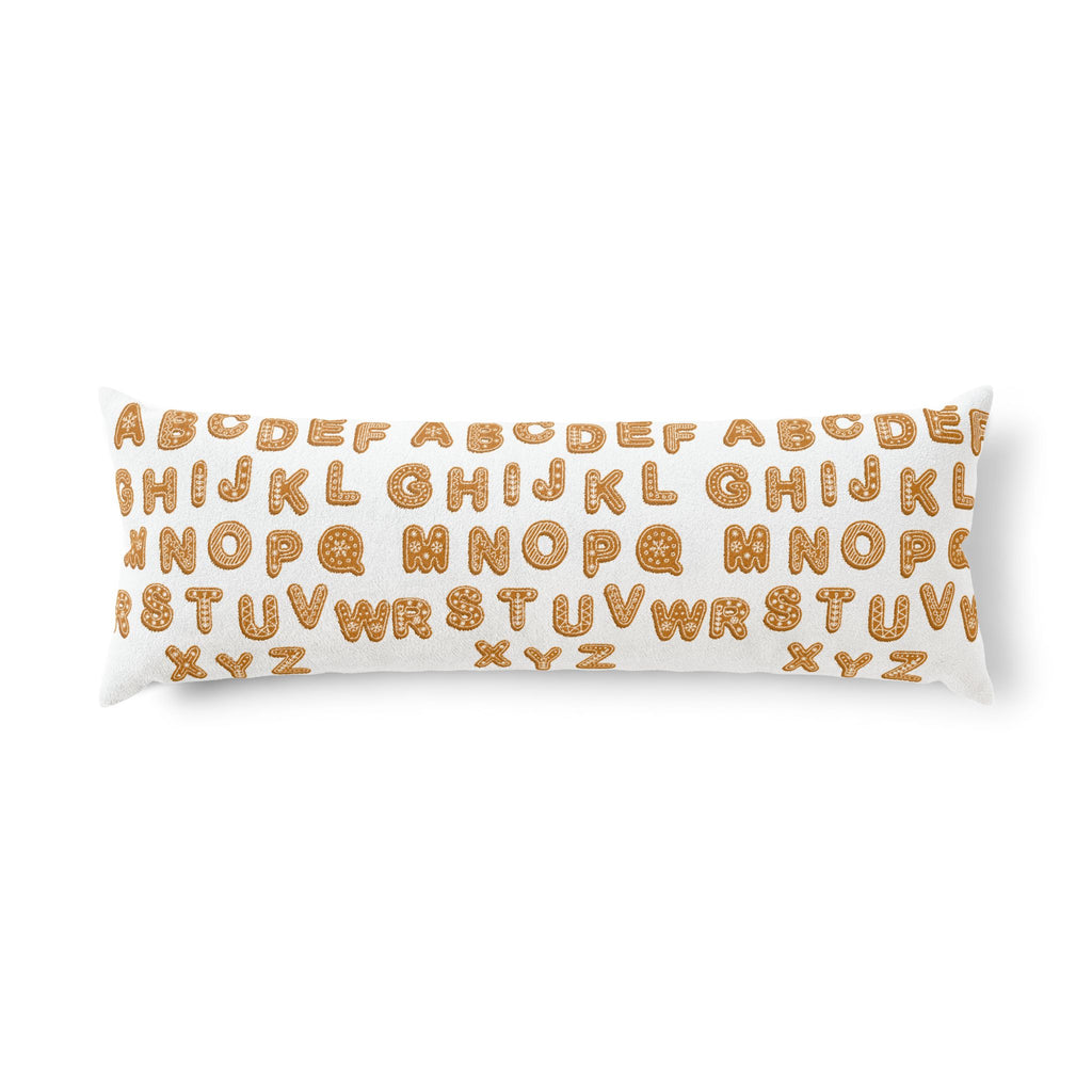 Alphabet Cookie Pattern Body Pillow | Gingerbread Letters Pillowcase