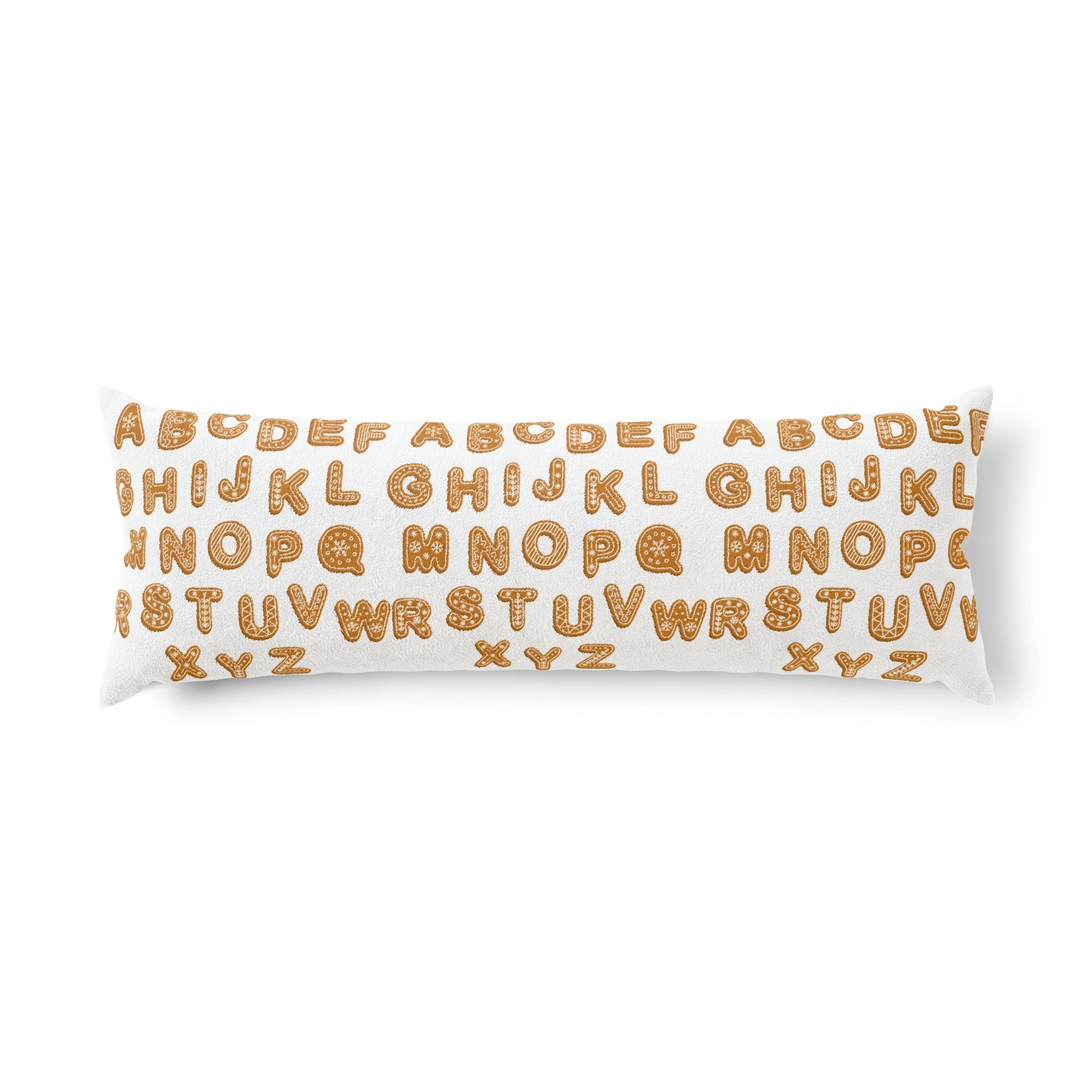 Alphabet Cookie Pattern Body Pillow | Gingerbread Letters Pillowcase