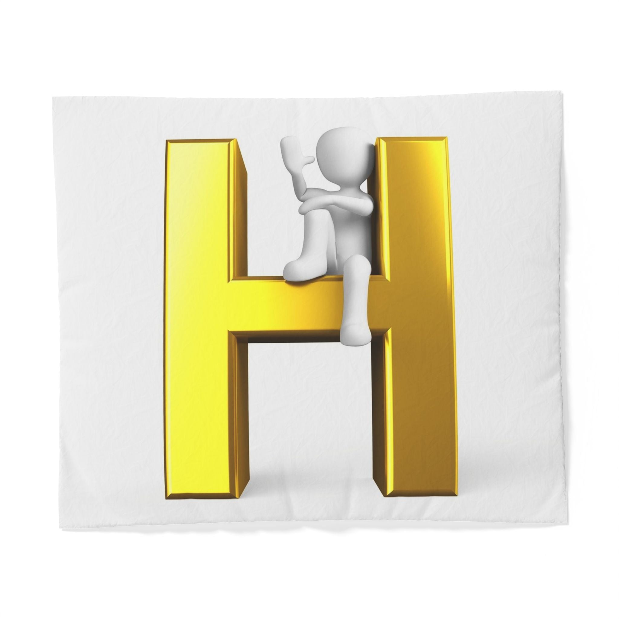 H en lettre d'or avec figure d'escalade Housse de couette | Parure de lit monogrammée