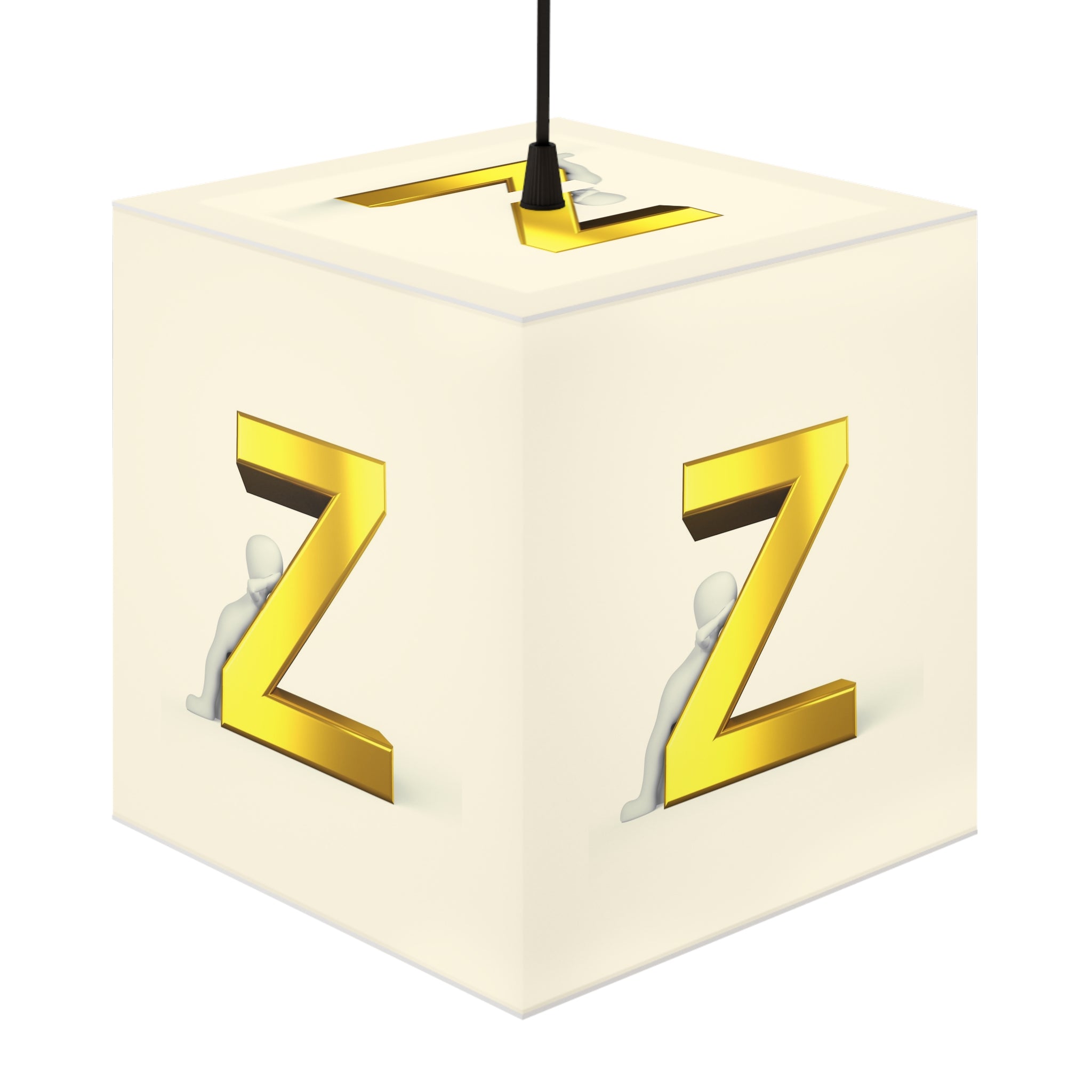 Gold Z Letter Cube Lamp | Modern Decorative Light