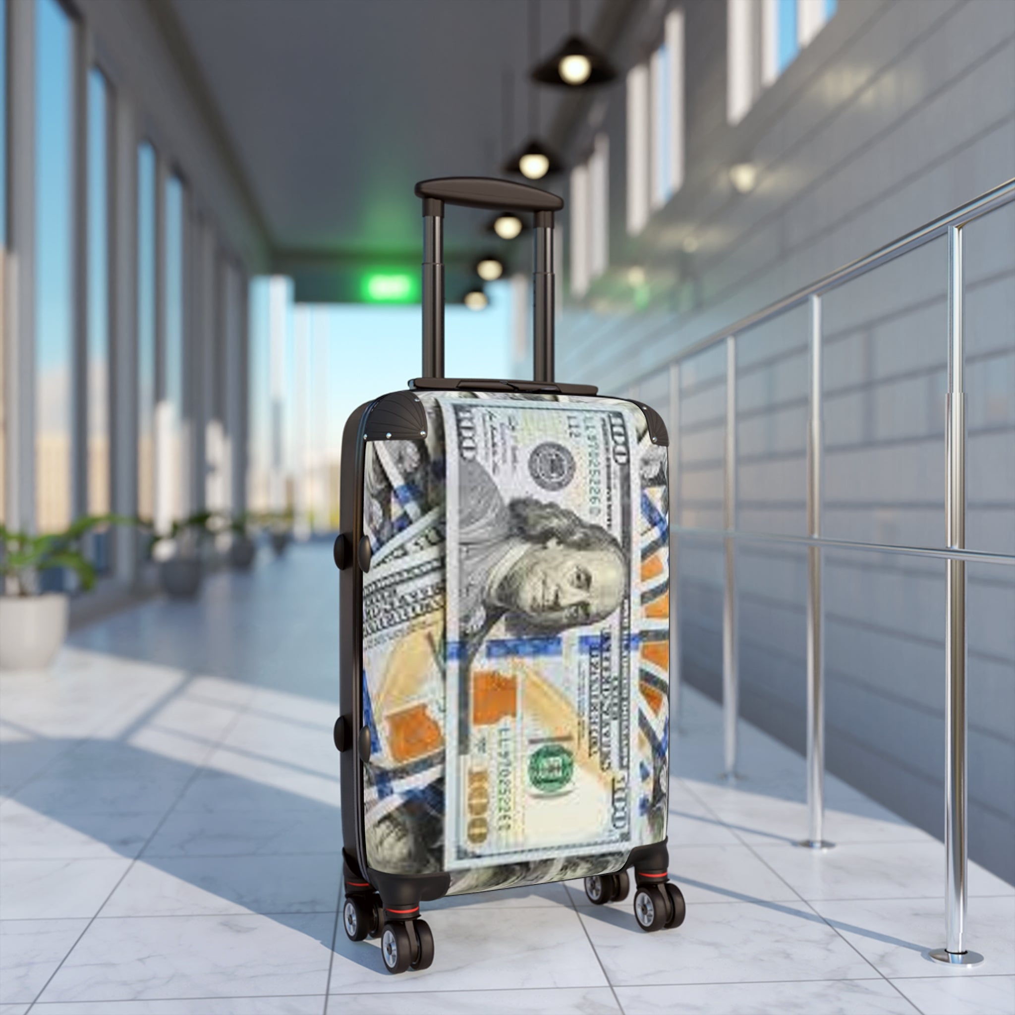 Dollar Bill Collage Suitcase | Travel Luggage, Money Print