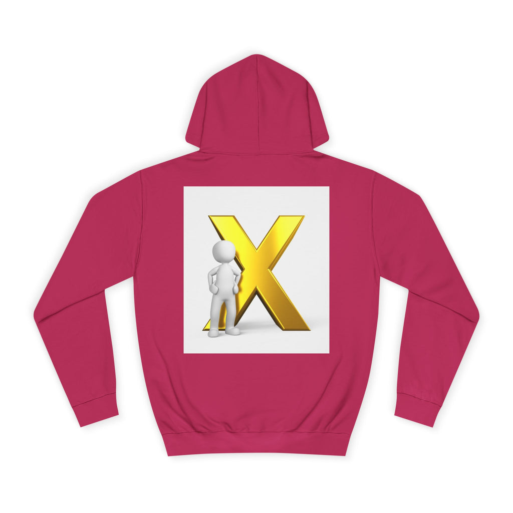 Golden Letter X Graphic Hoodie | 3D Stick Figure Initial X Sweatshirt
