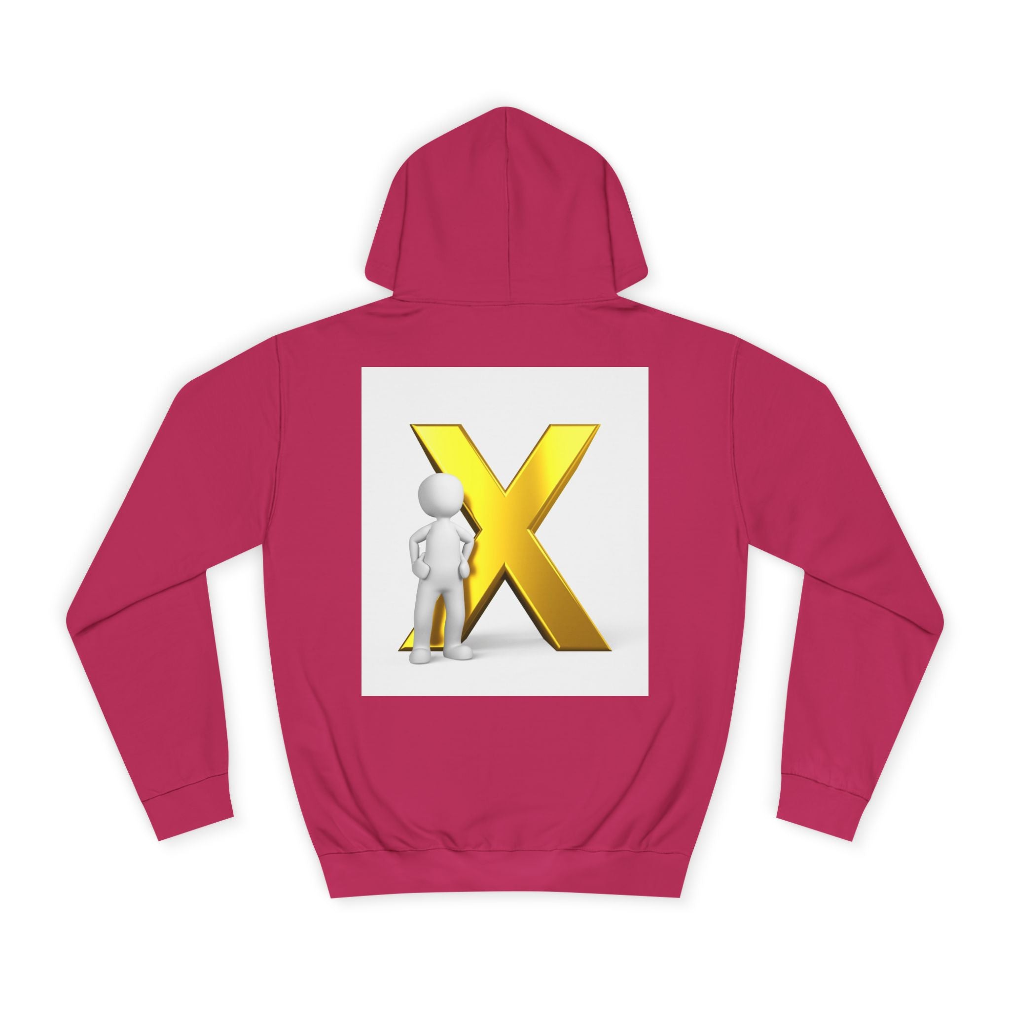Golden Letter X Graphic Hoodie | 3D Stick Figure Initial X Sweatshirt