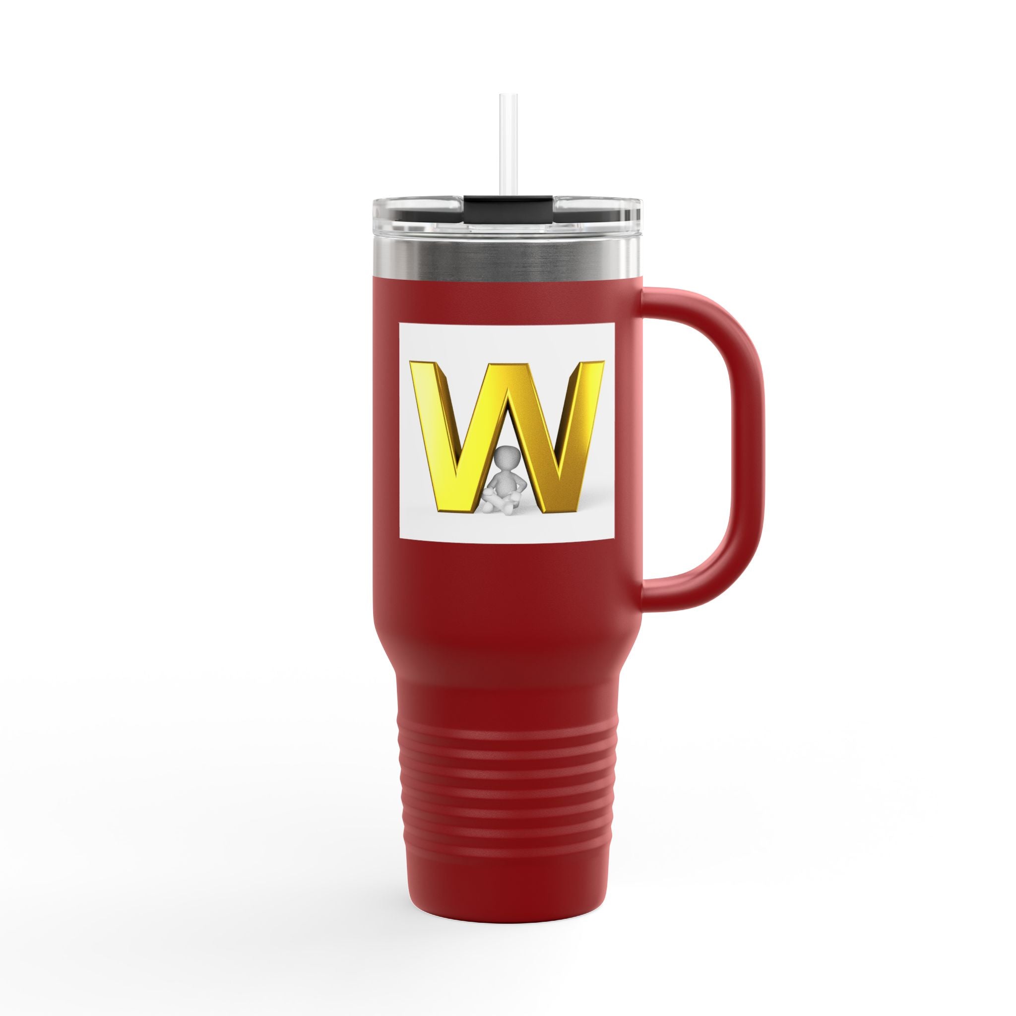 Gold 3D Letter W insulated travel mug 40oz | Monogram Initial Tumbler