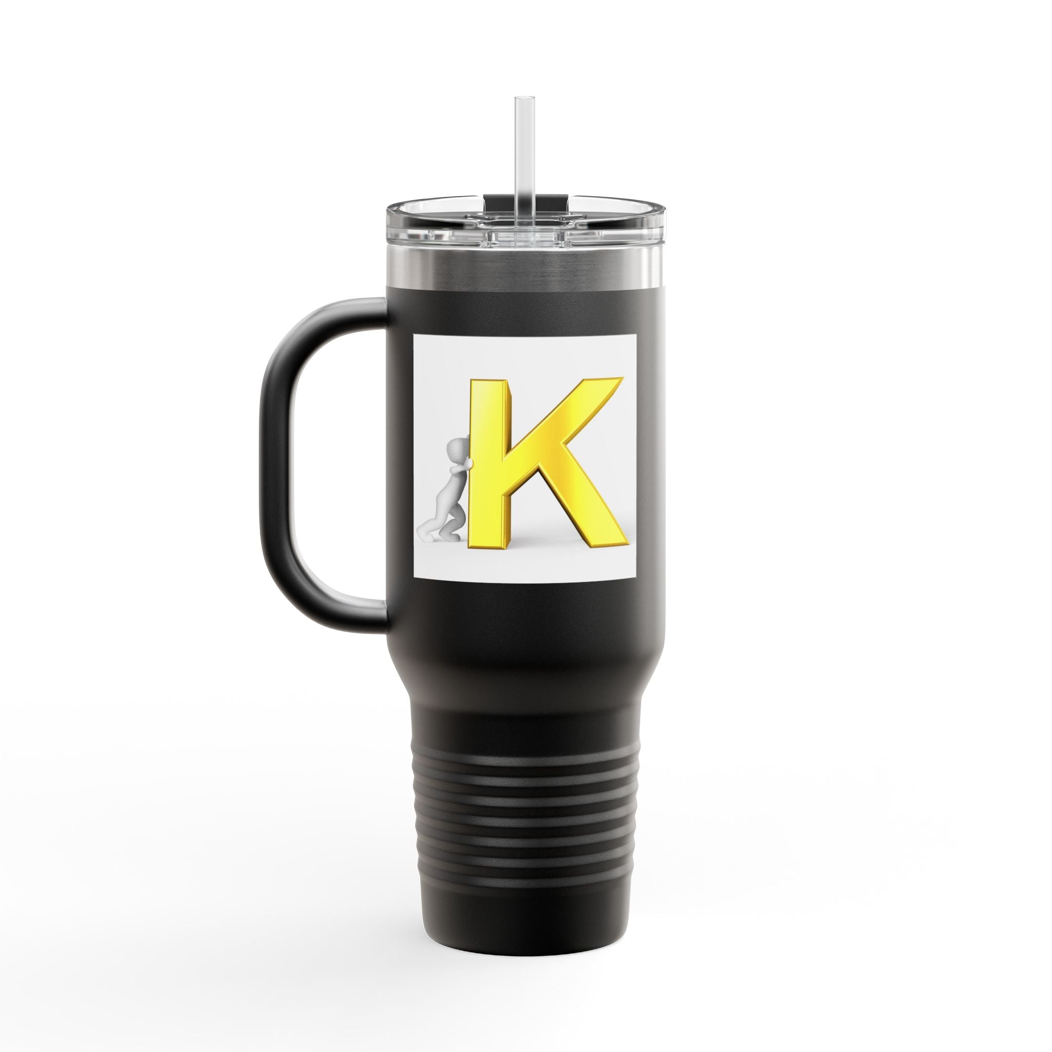 Yellow 3D Letter K monogram Insulated Travel Mug | 40oz