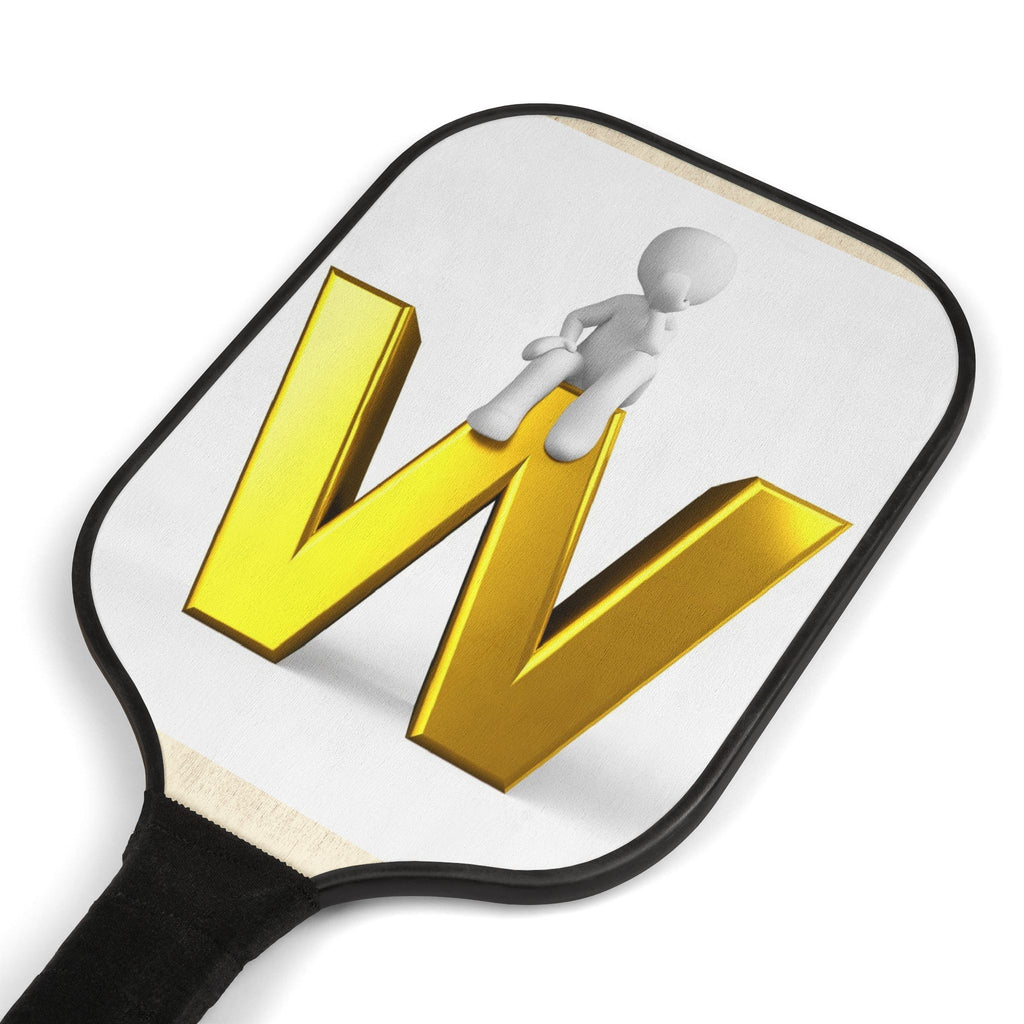 Gold W Letter Logo Pickleball Paddle