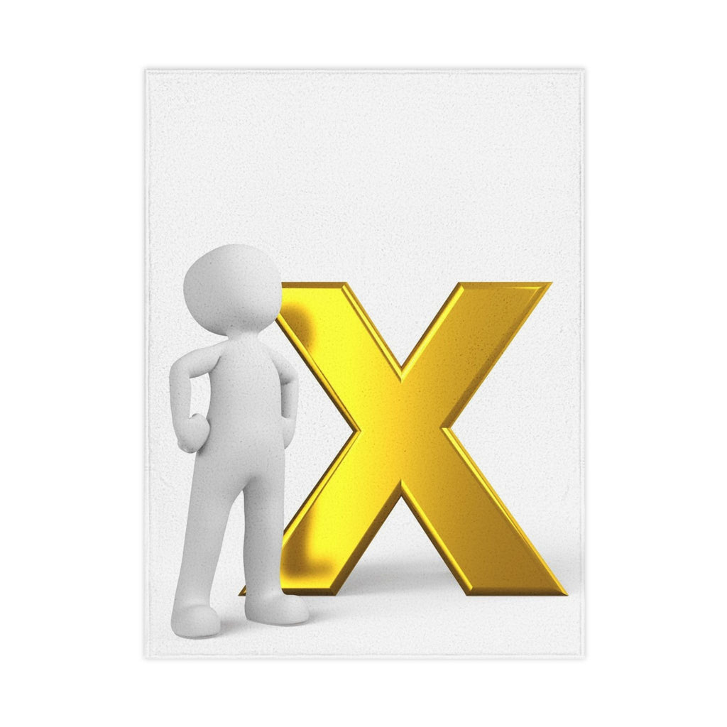 Gold Letter X with 3D Figure Toddler Blanket | Initial Alphabet Blanket