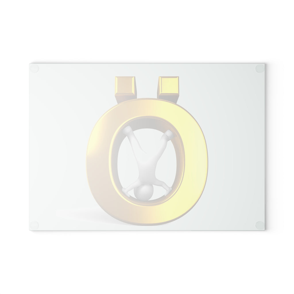 Gold Letter Ö Figure Glass Cutting Board | 3D Minimalist Kitchen Decor