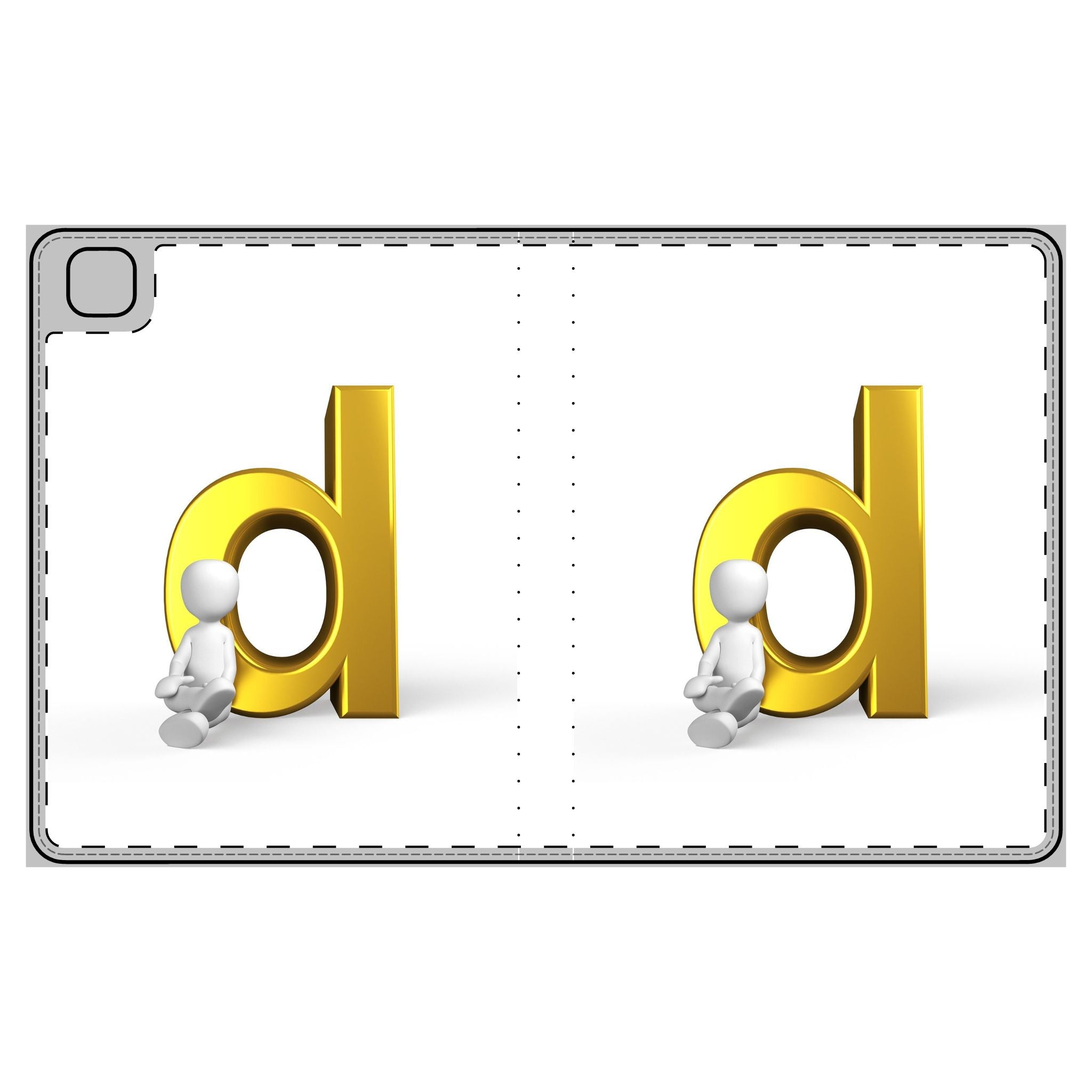 Gold Letter D with Sitting Figurine Tablet Folio Case | Monogram Initial D
