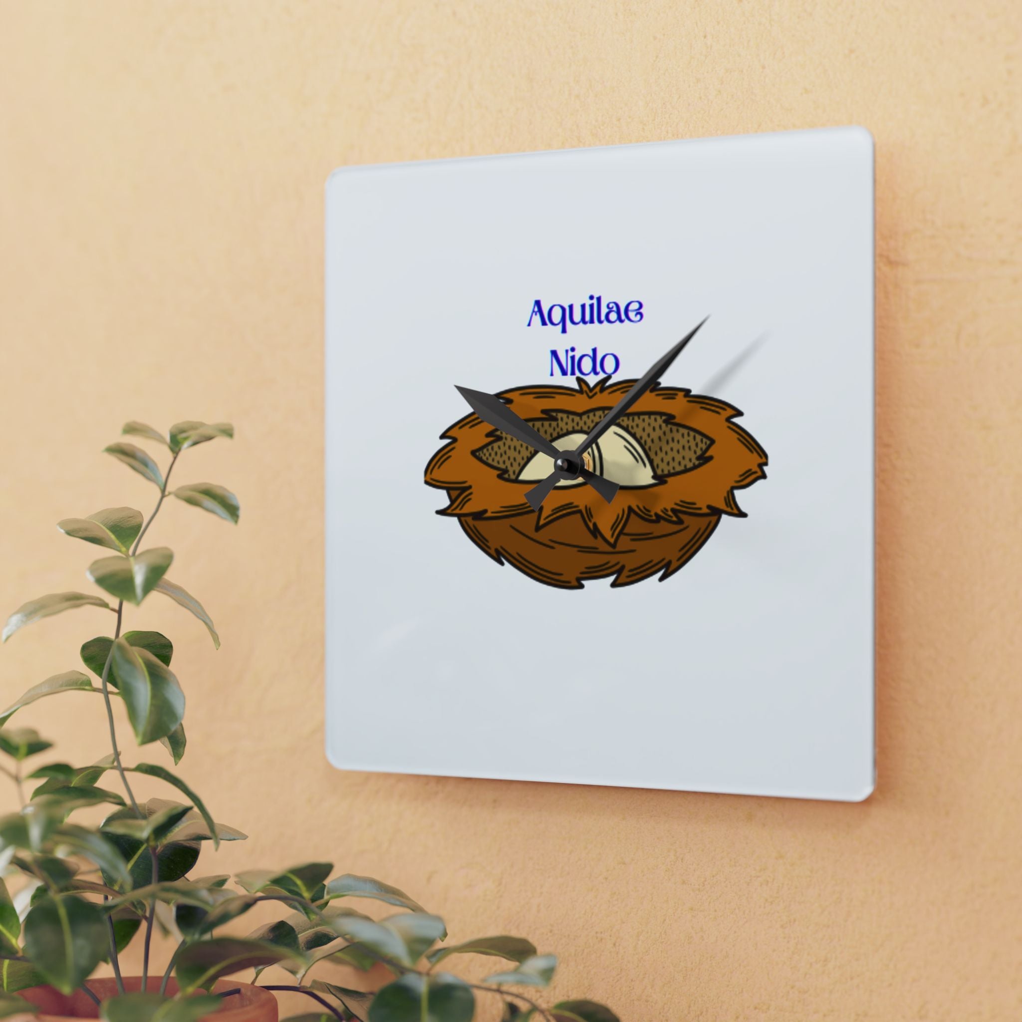 Aquilae Nido Nest Illustration Acrylic Wall Clock | Bird Nest Decor