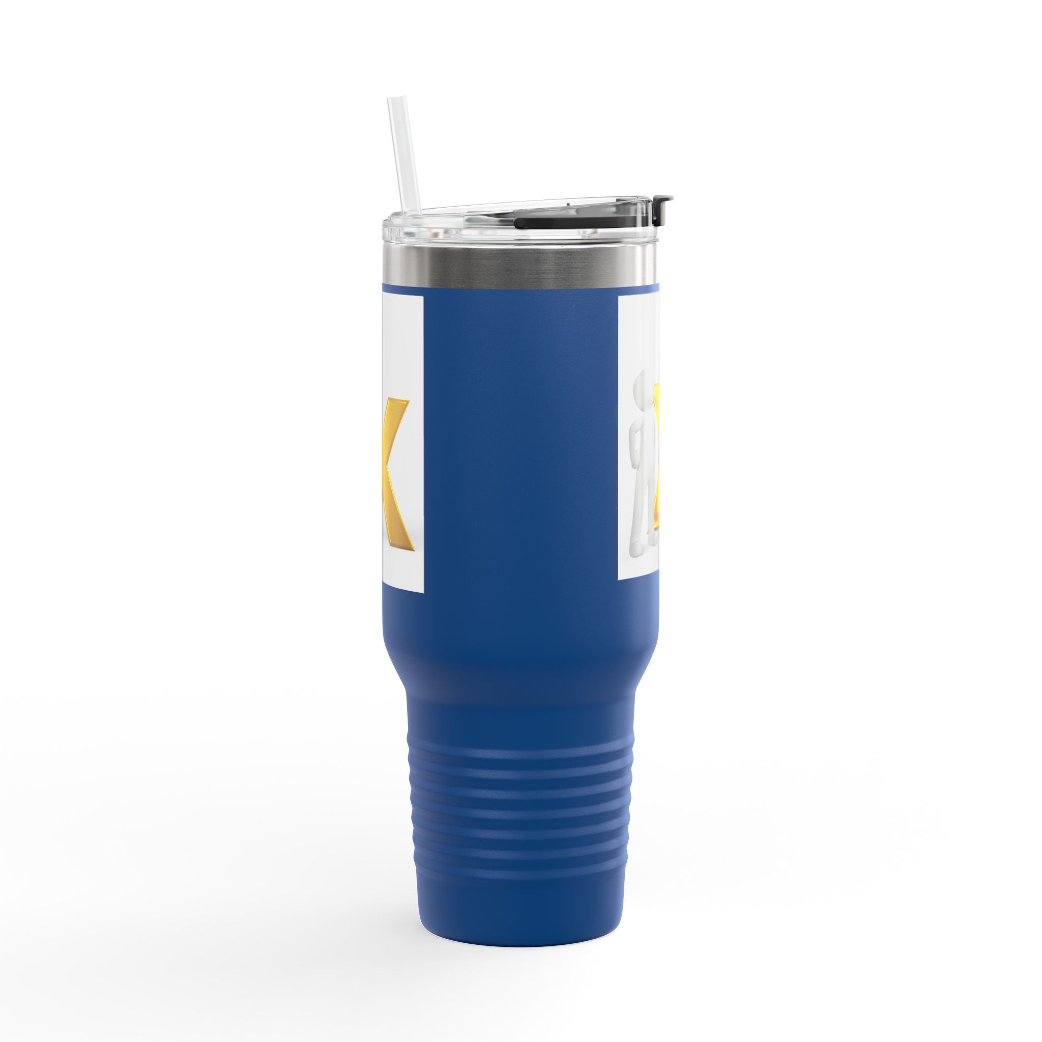 Mug de voyage isotherme 40 oz, avec bonhomme bâton en 3D et X doré