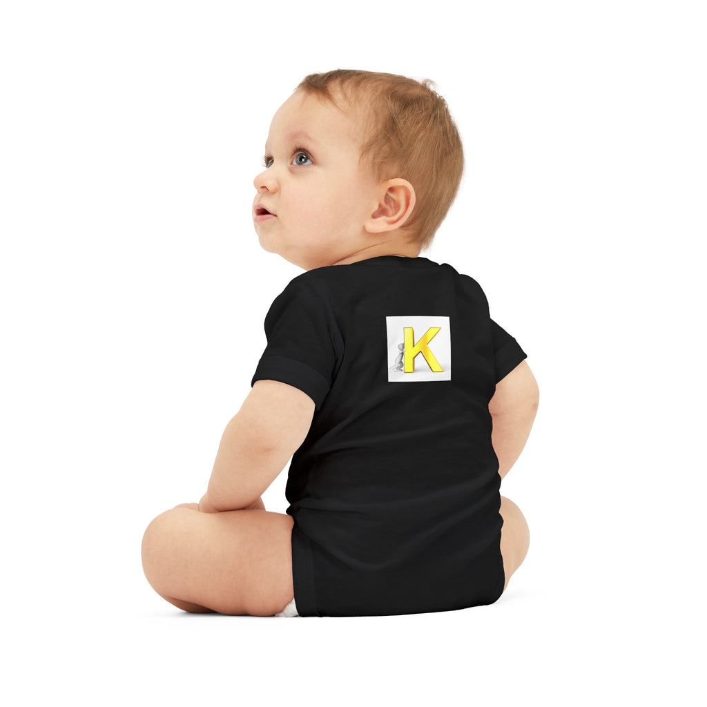 Yellow Letter K Monogram Baby Bodysuit | Infant Onesie Initial