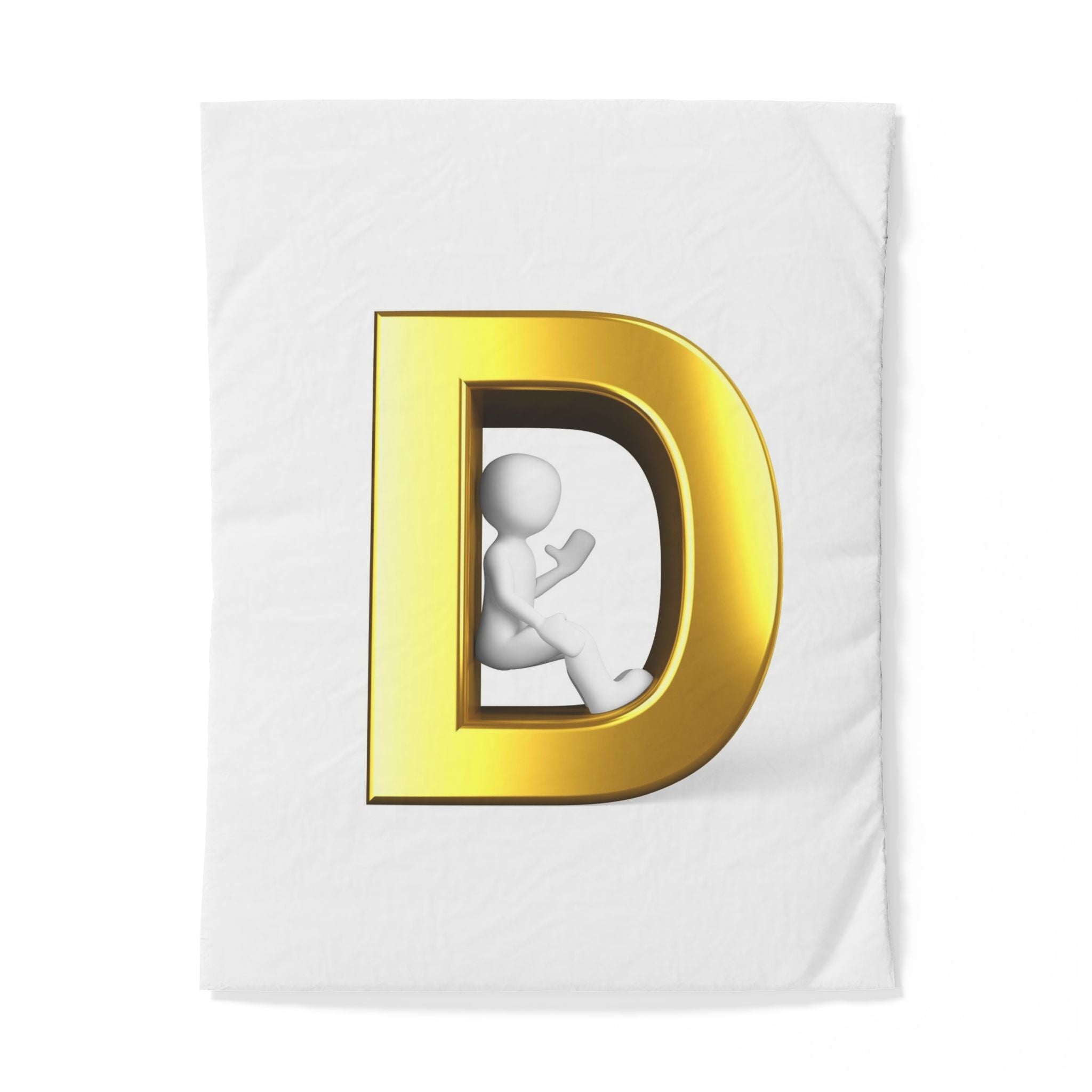 Gold Letter D Monogram Duvet | Initial Bedding, Personalized Alphabet Cover