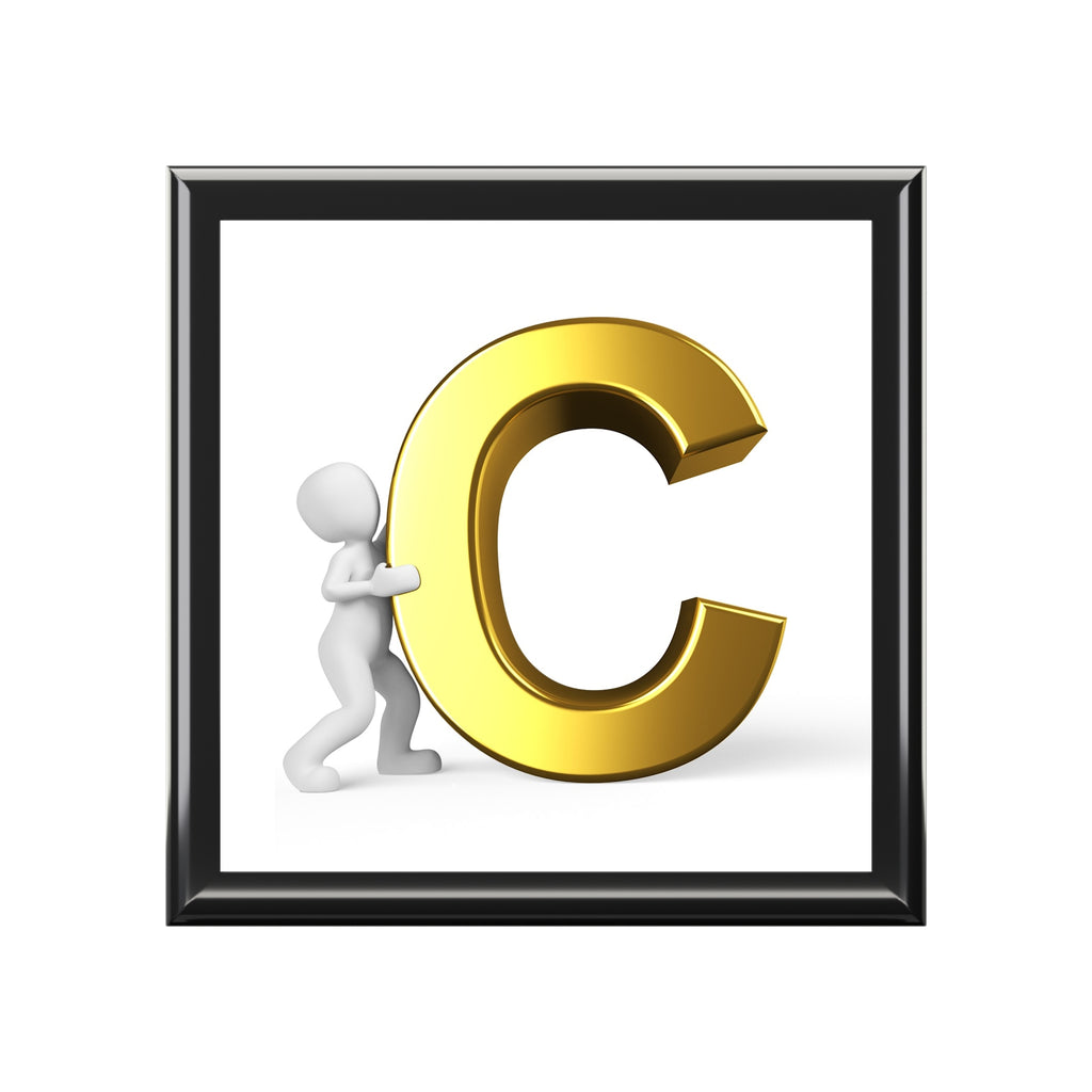 Gold Letter C Monogram Jewelry Box | Personalized Initial Keepsake