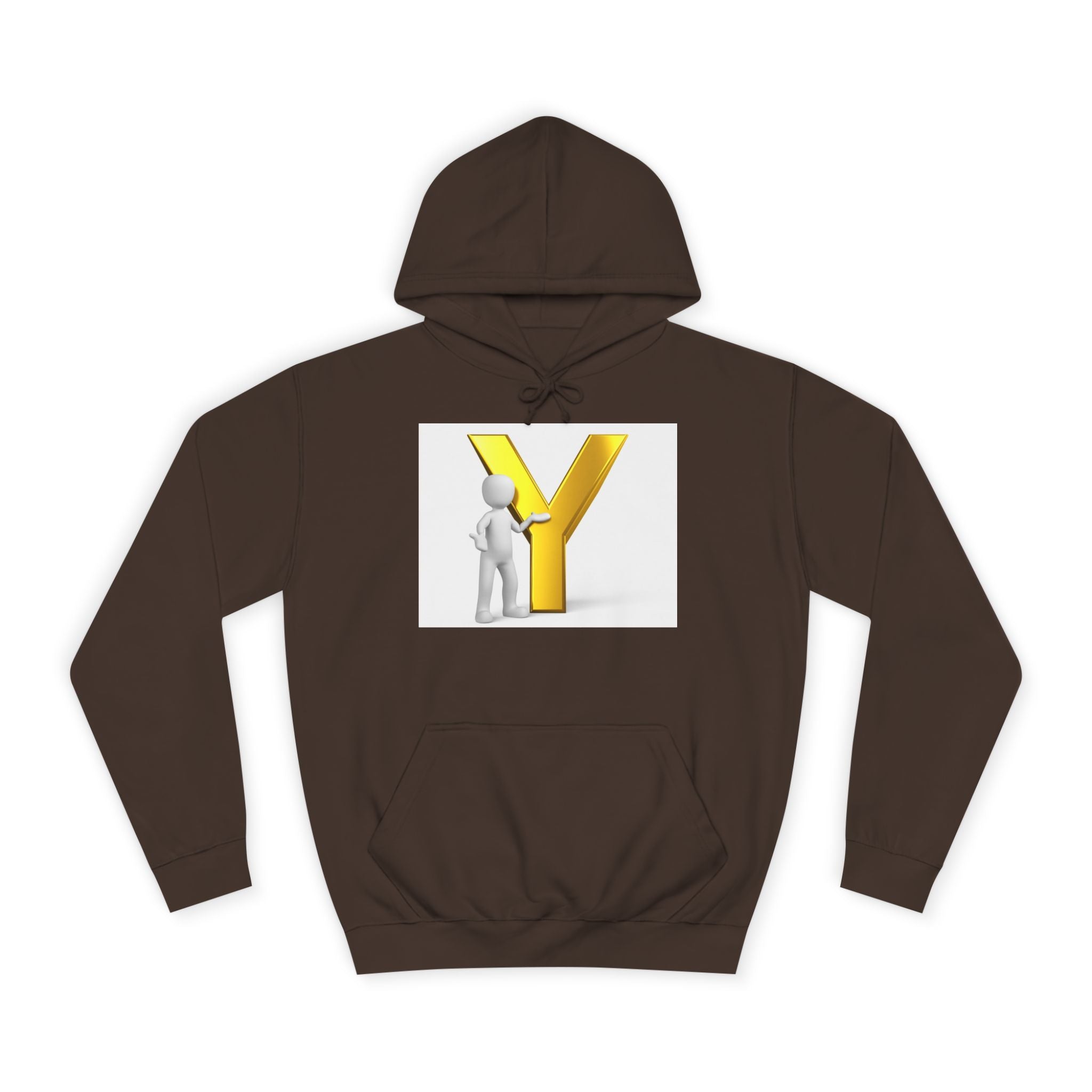 Sweat à capuche lettre Y en or 3D avec figurine | Monogramme initial