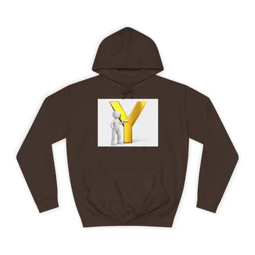 Sweat à capuche lettre Y en or 3D avec figurine | Monogramme initial