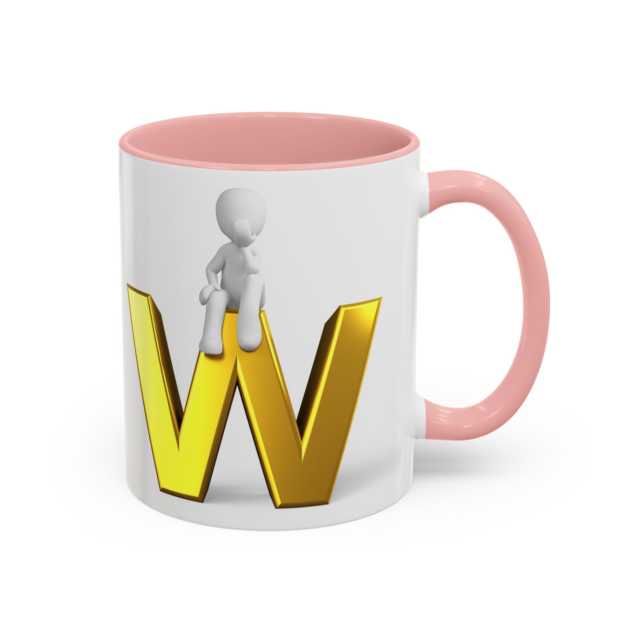 3D Letter W with Sitting Figure Mug | Accent Coffee Mug