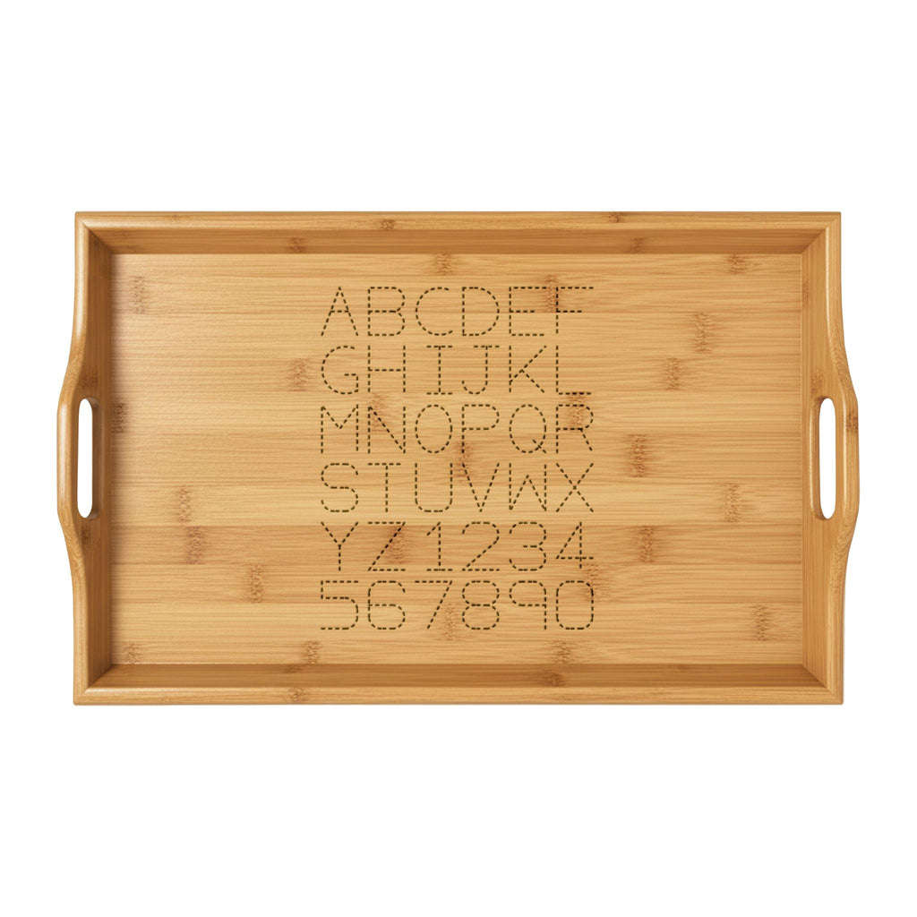 Monogram Alphabet Engraving Bamboo Serving Tray | Personalized Wood Tray