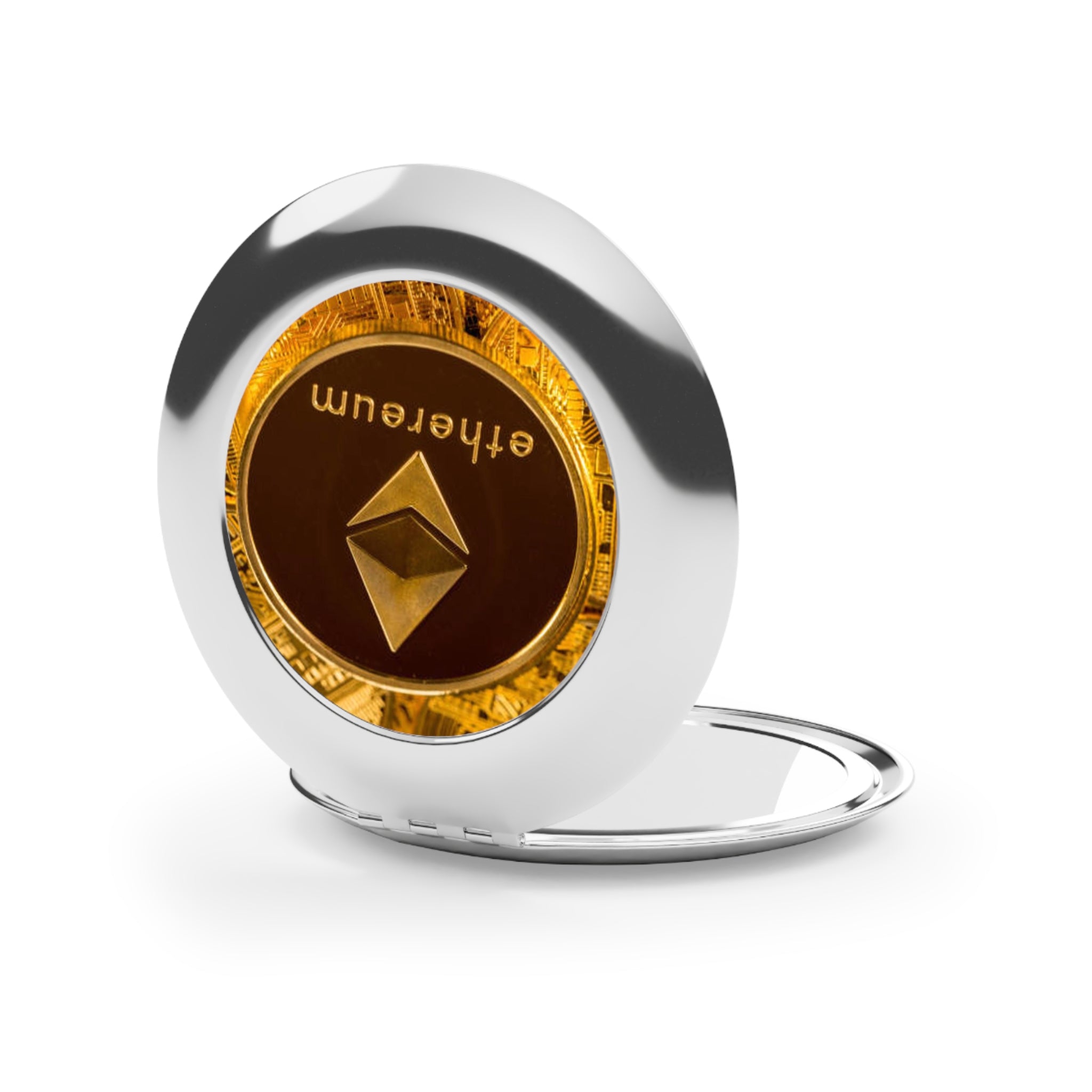 Ethereum Coin Compact Mirror | Crypto Logo Travel Mirror