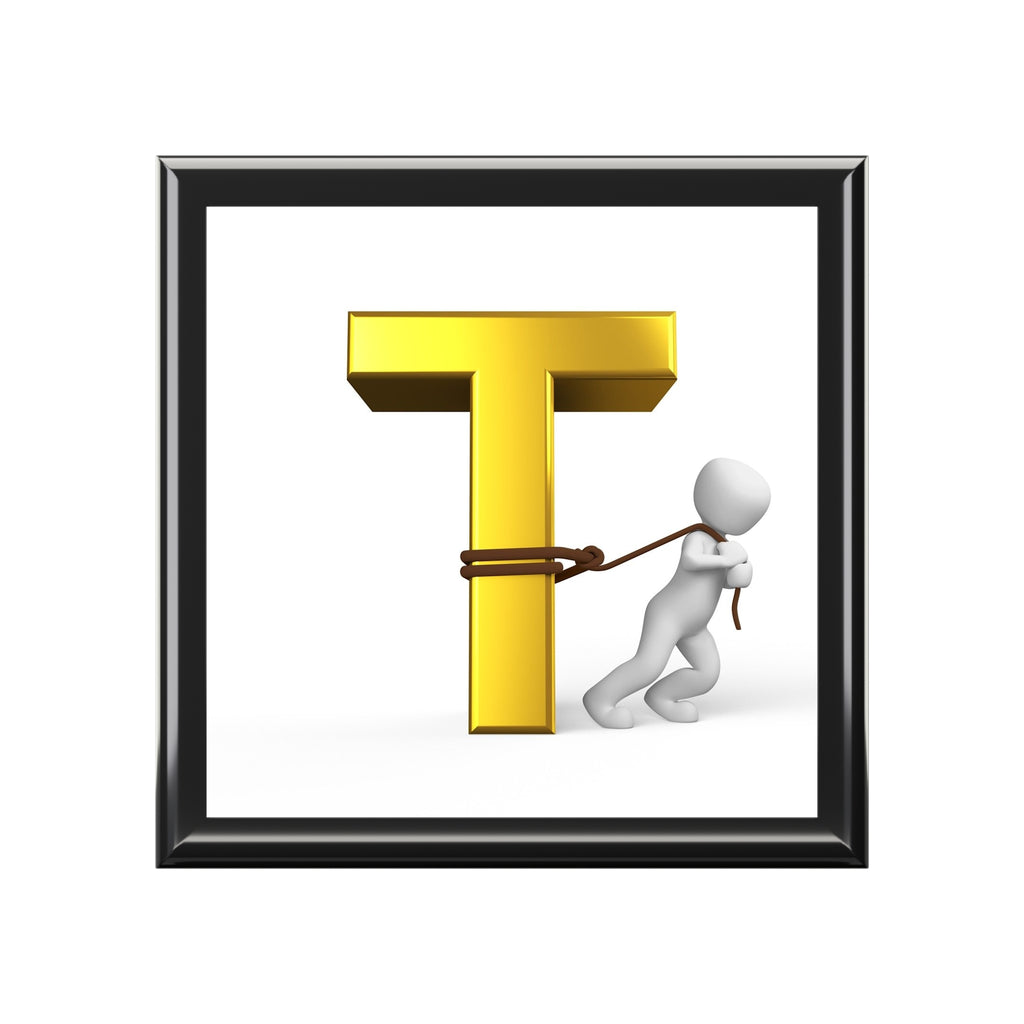 Letter T Sculpture Jewelry Box | Initial Monogram Keepsake