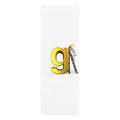 Gold Letter G with Worker Illustration Rubber Yoga Mat | Alphabet Initial Monogram