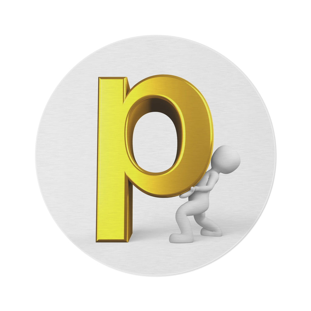 3D Gold Letter P Letter Round Rug | Alphabet Monogram Floor Mat