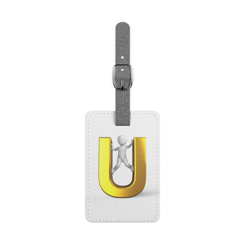 3D Gold U Letter with Figure luggage tag | Saffiano Polyester