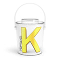 Gold Letter K Monogram Ice Bucket with Tongs | Personalized Initial Drink Cooler