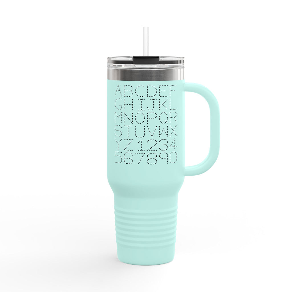 Alphabet Letters and Numbers Insulated Travel Mug | 40oz Tumbler