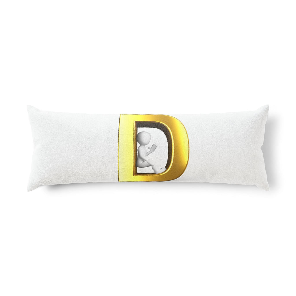 Gold Letter D Monogram Body Pillow | Initial D Decorative Body Pillow