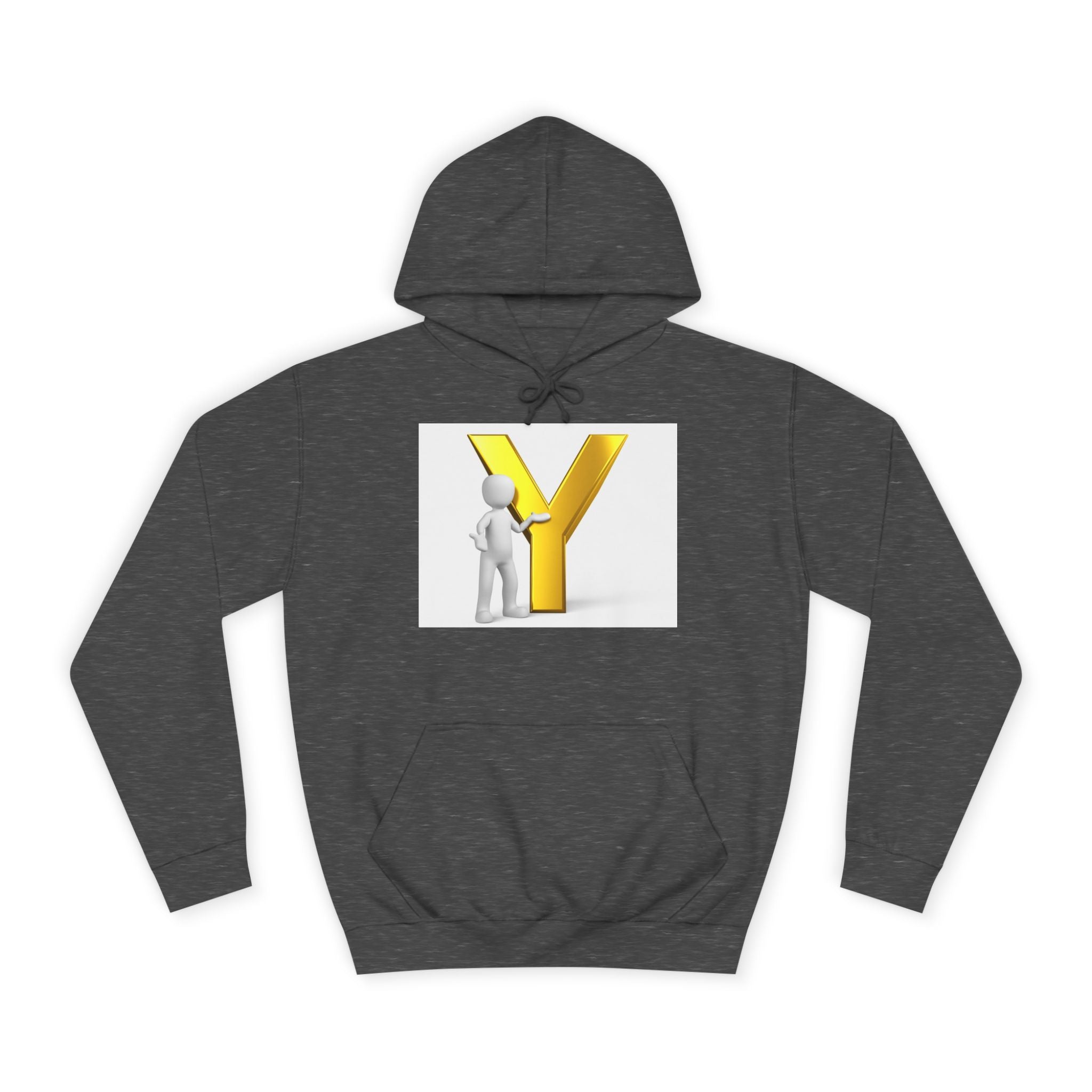 Sweat à capuche lettre Y en or 3D avec figurine | Monogramme initial