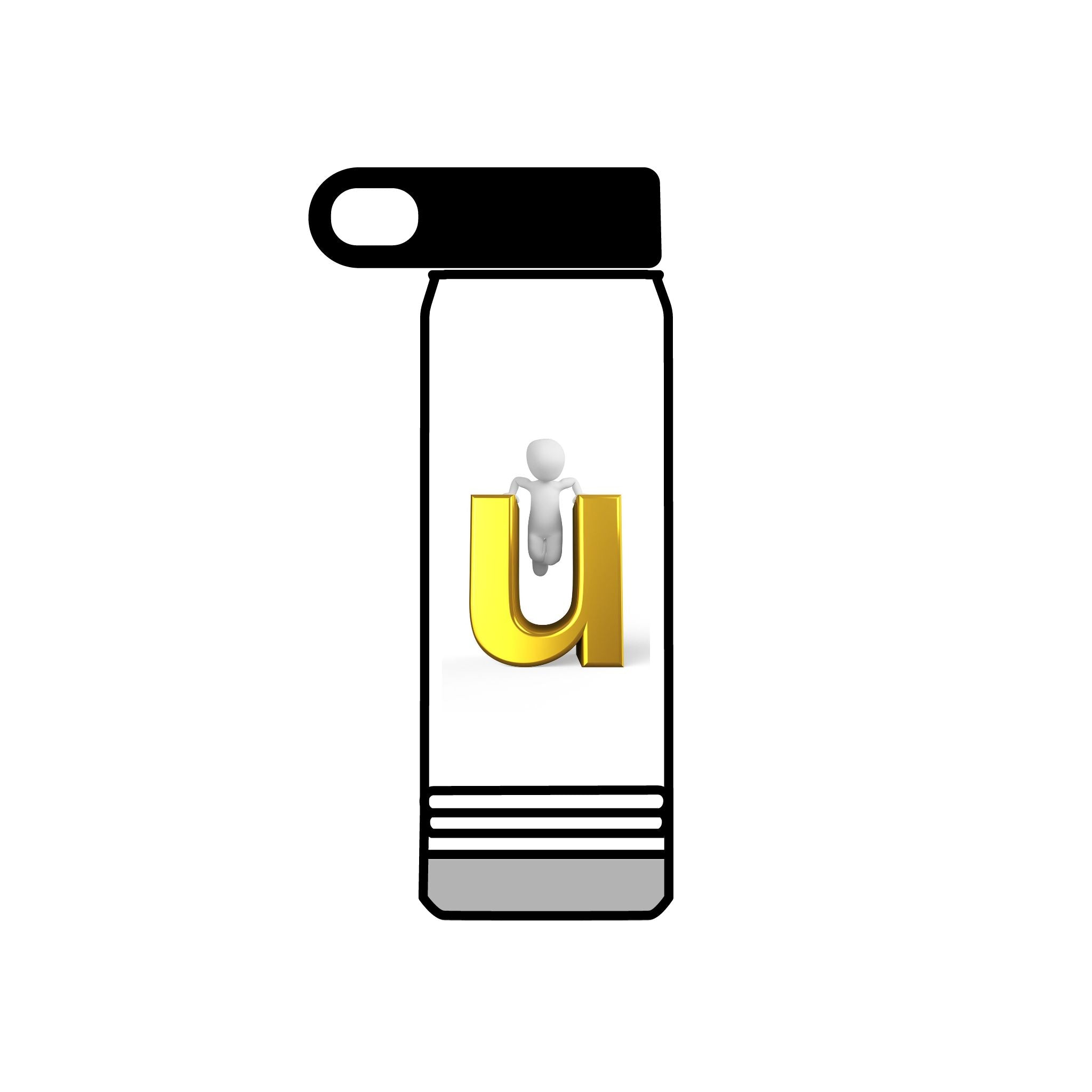 Gold Letter U monogram Water Bottle | 20oz