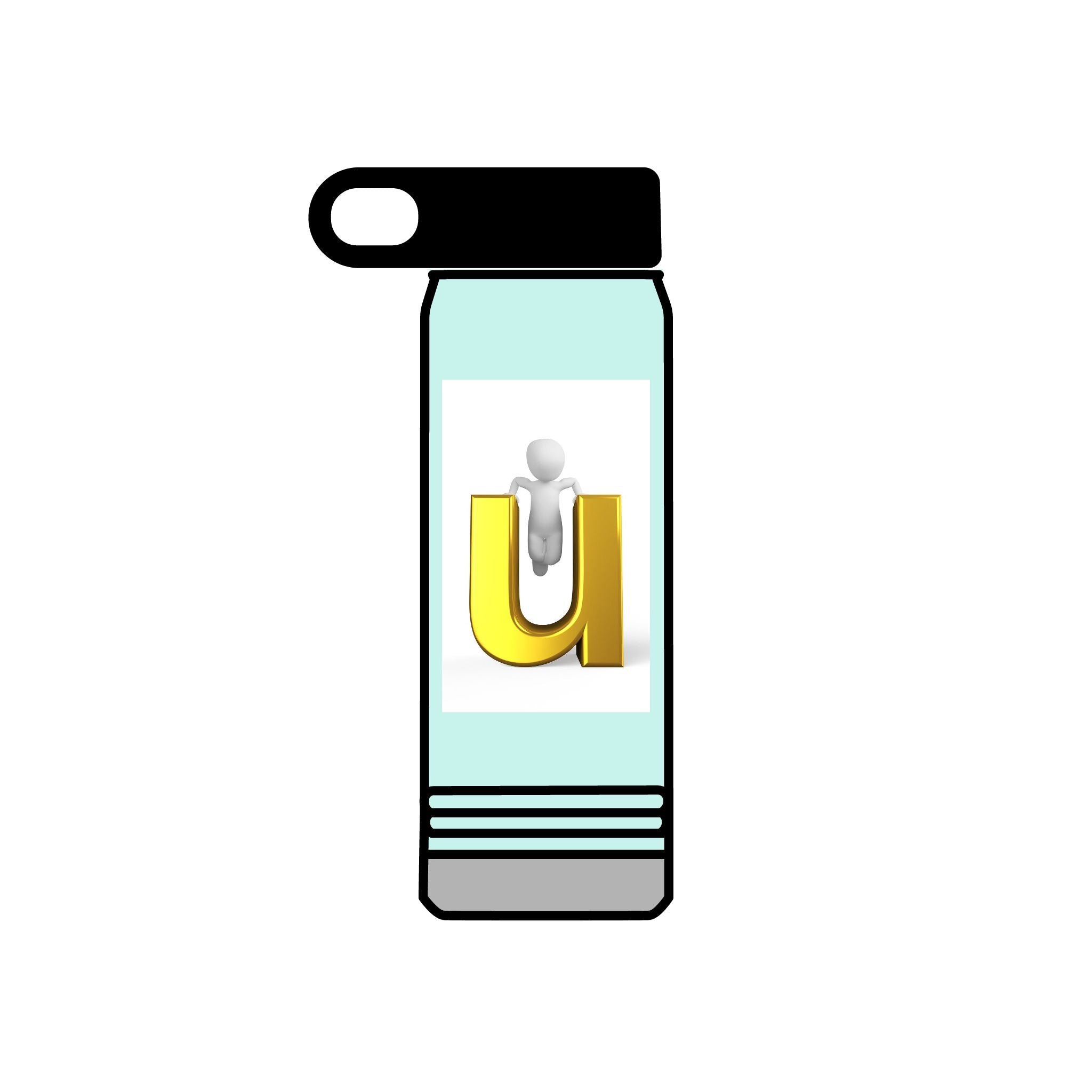 Gold Letter U monogram Water Bottle | 20oz