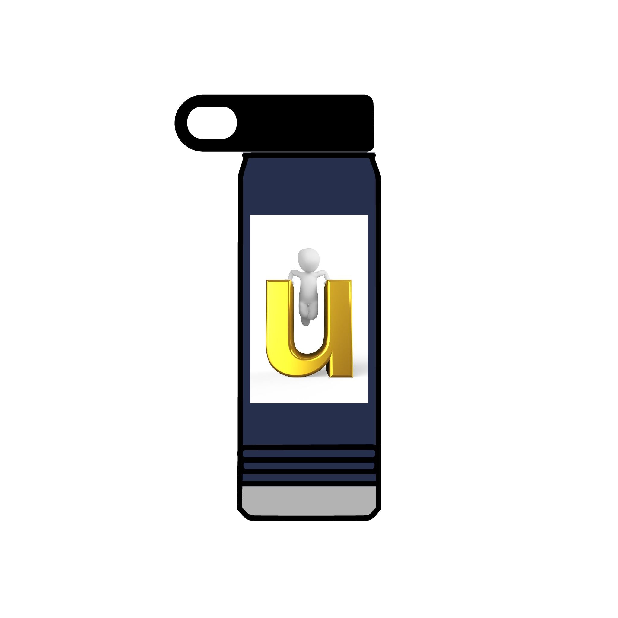 Gold Letter U monogram Water Bottle | 20oz