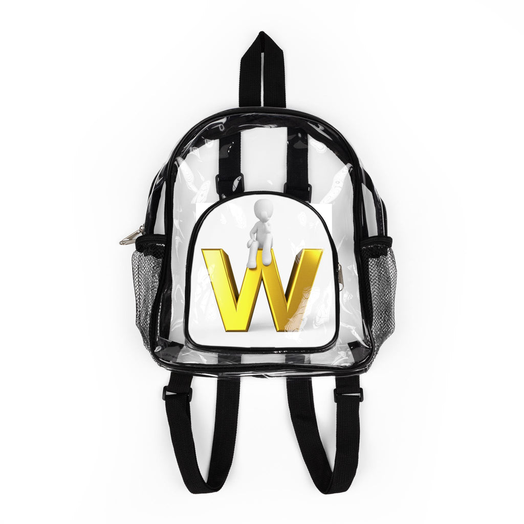 Gold W Letter Logo Clear Stadium Backpack | Transparent School Bag