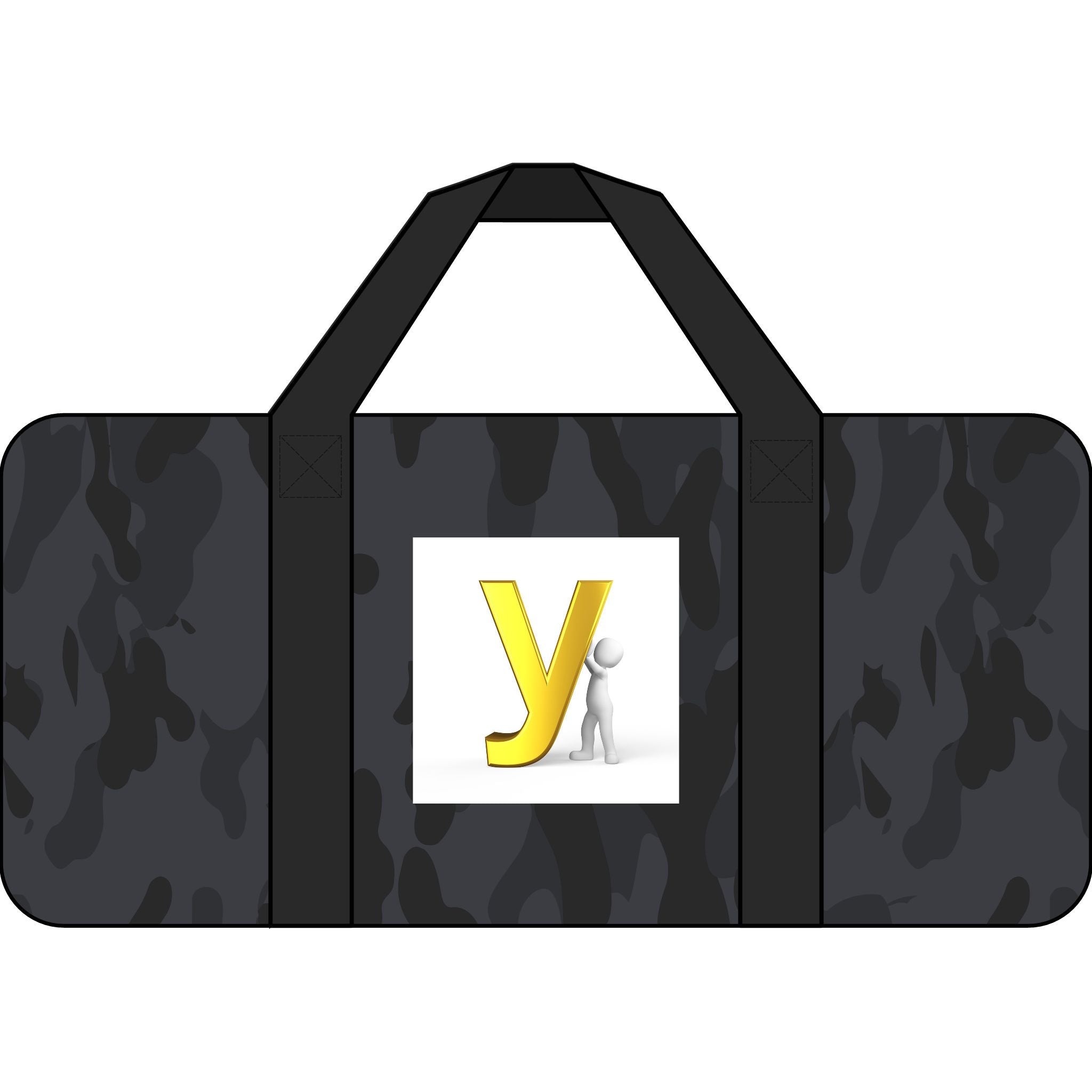 Yellow Letter Y Logo Duffel Bag | Checker or Camo Strap Options
