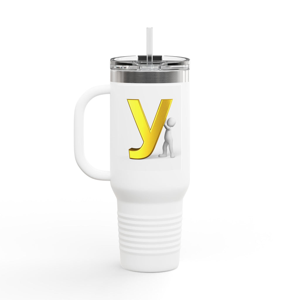 Yellow Letter Y Monogram Travel Mug | 40oz Insulated Tumbler