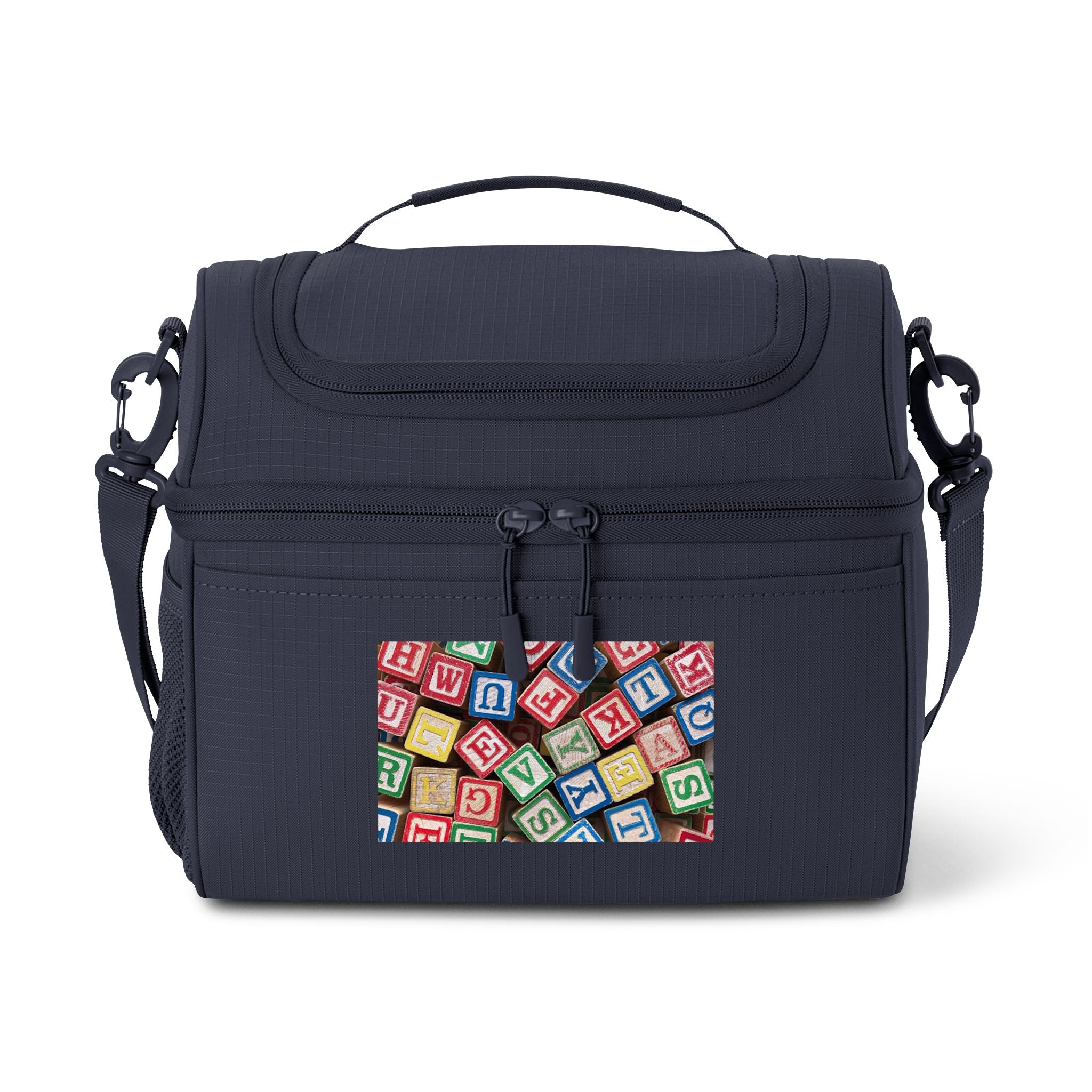 Sac isotherme à motifs de lettres colorées pour bébé