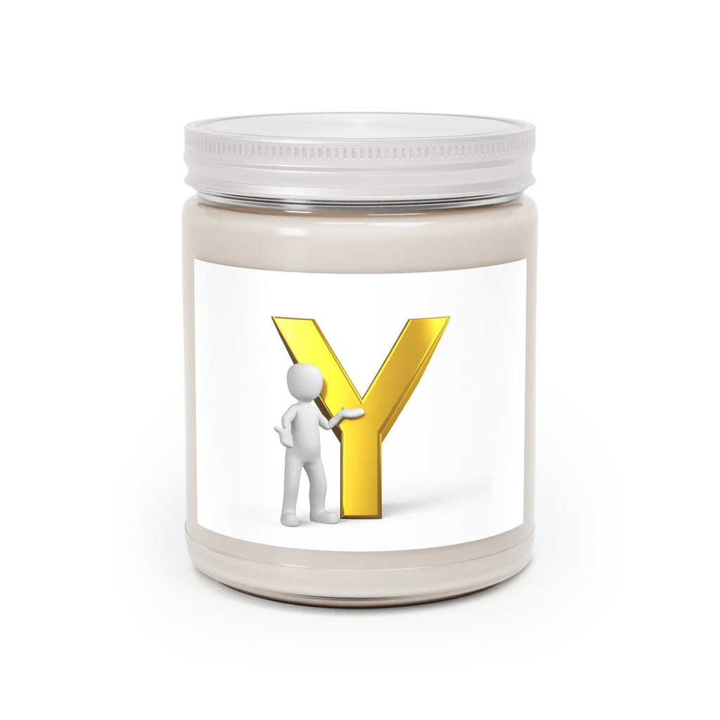 Gold Letter Y Initial Candle Soy Jar | 9oz White Lid