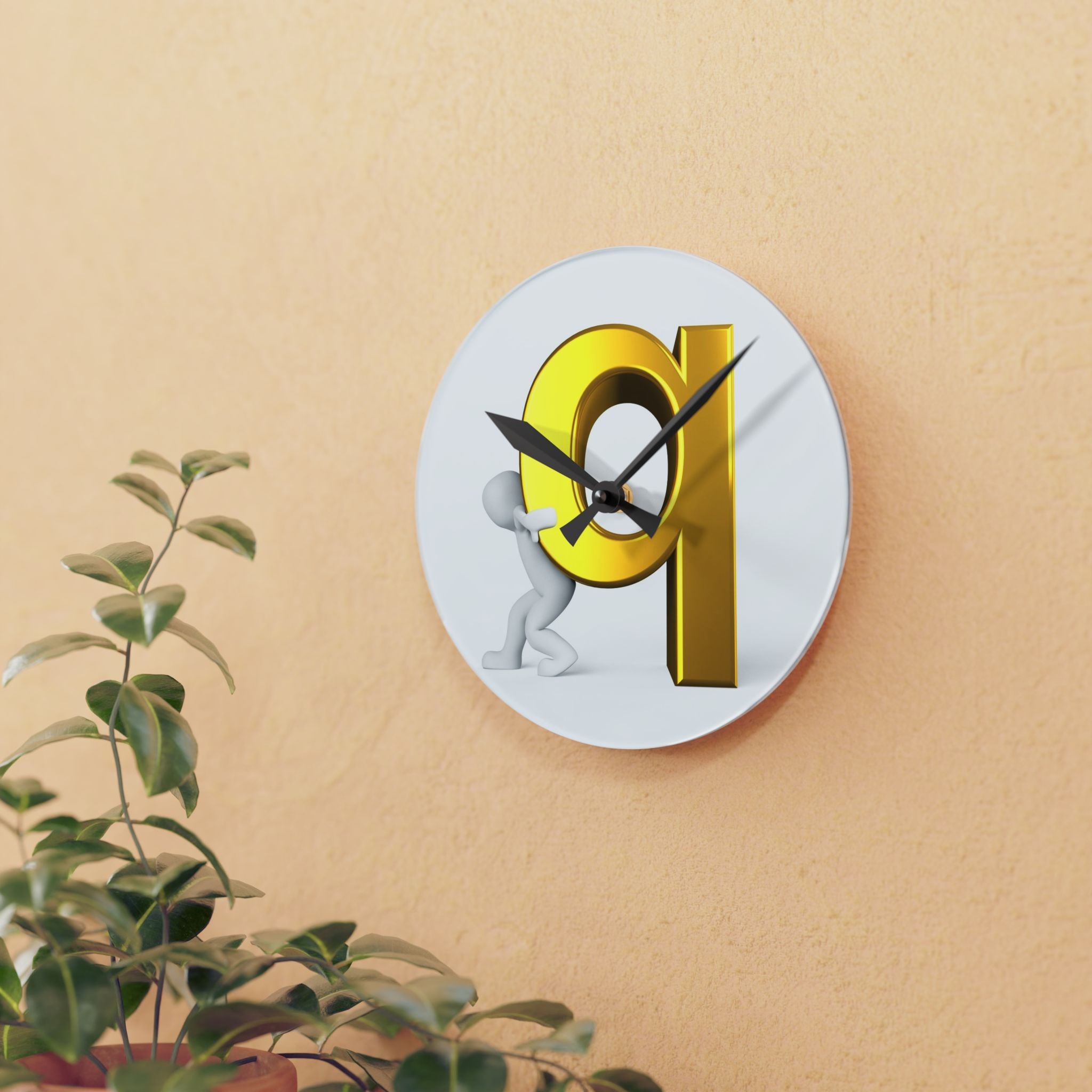 3D Gold Letter Q Design Acrylic Wall Clock | Modern Alphabet Home Decor
