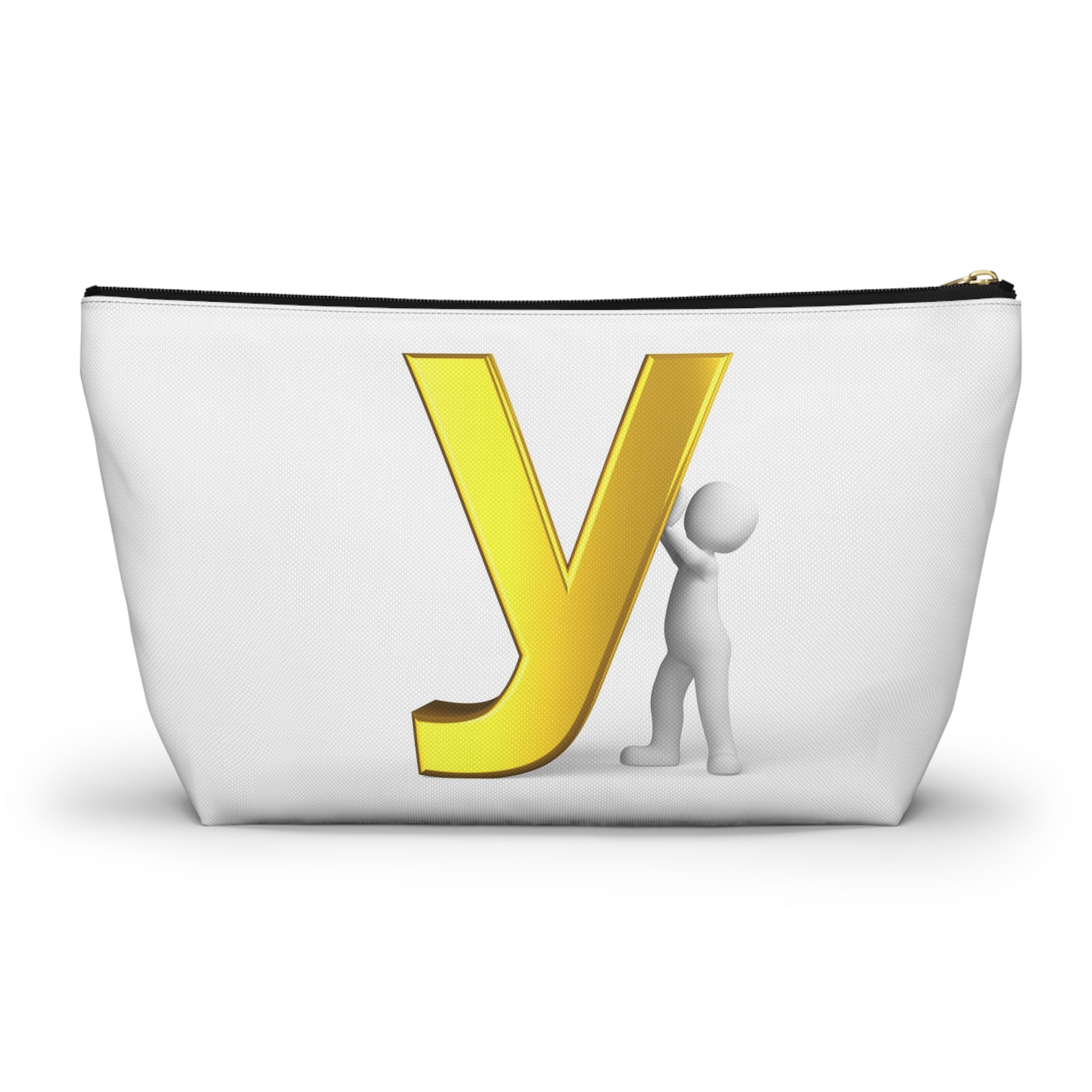 Gold Letter Y with 3D Figure Accessory Pouch
