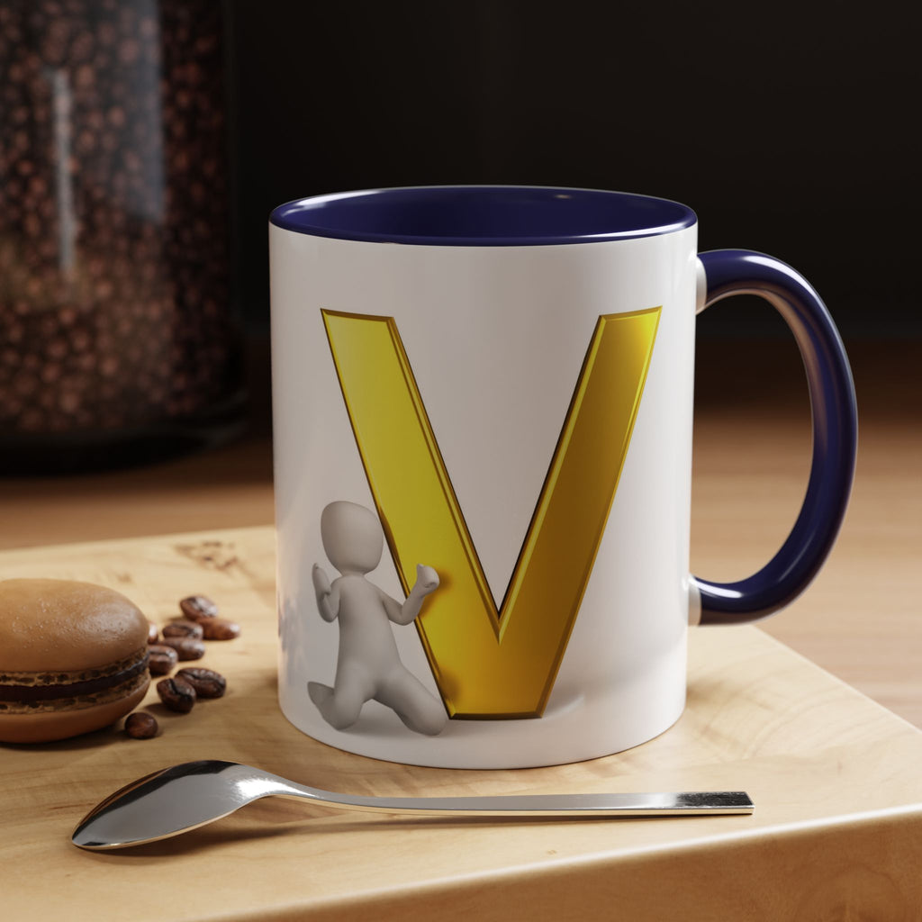 Gold Letter V Mug | Accent Coffee Mug 11oz 15oz