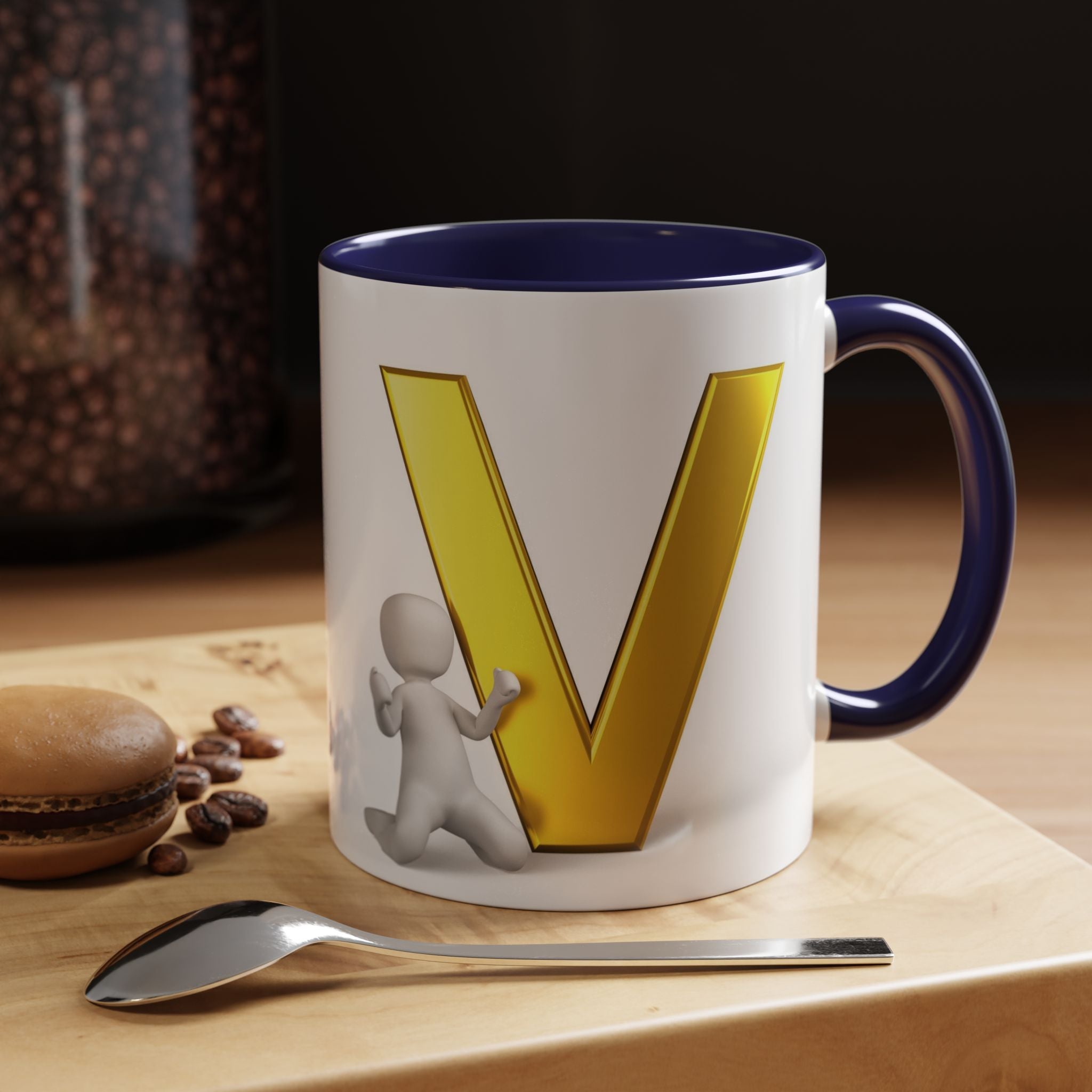 Gold Letter V Mug | Accent Coffee Mug 11oz 15oz