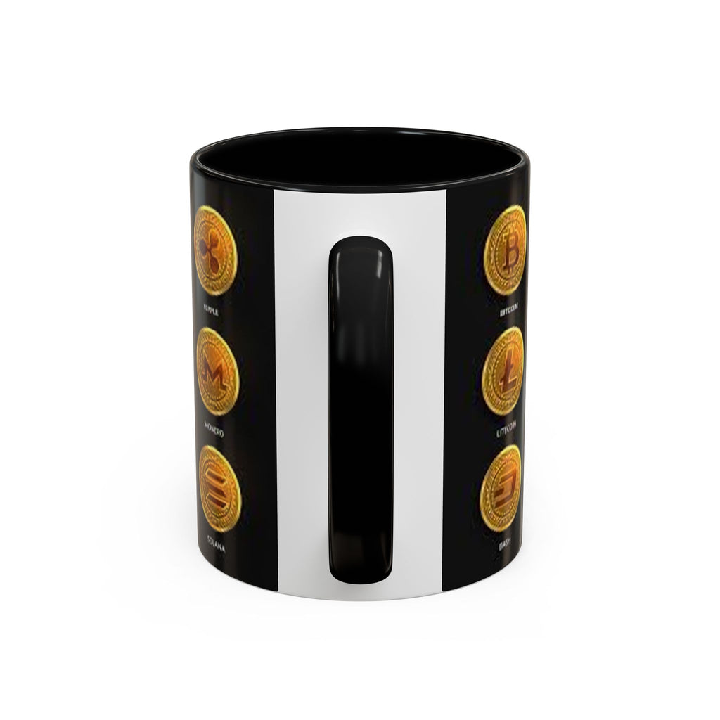 Cryptocurrency Coin Icons Accent Mug | Bitcoin Ethereum Litecoin Doge Coffee Mug