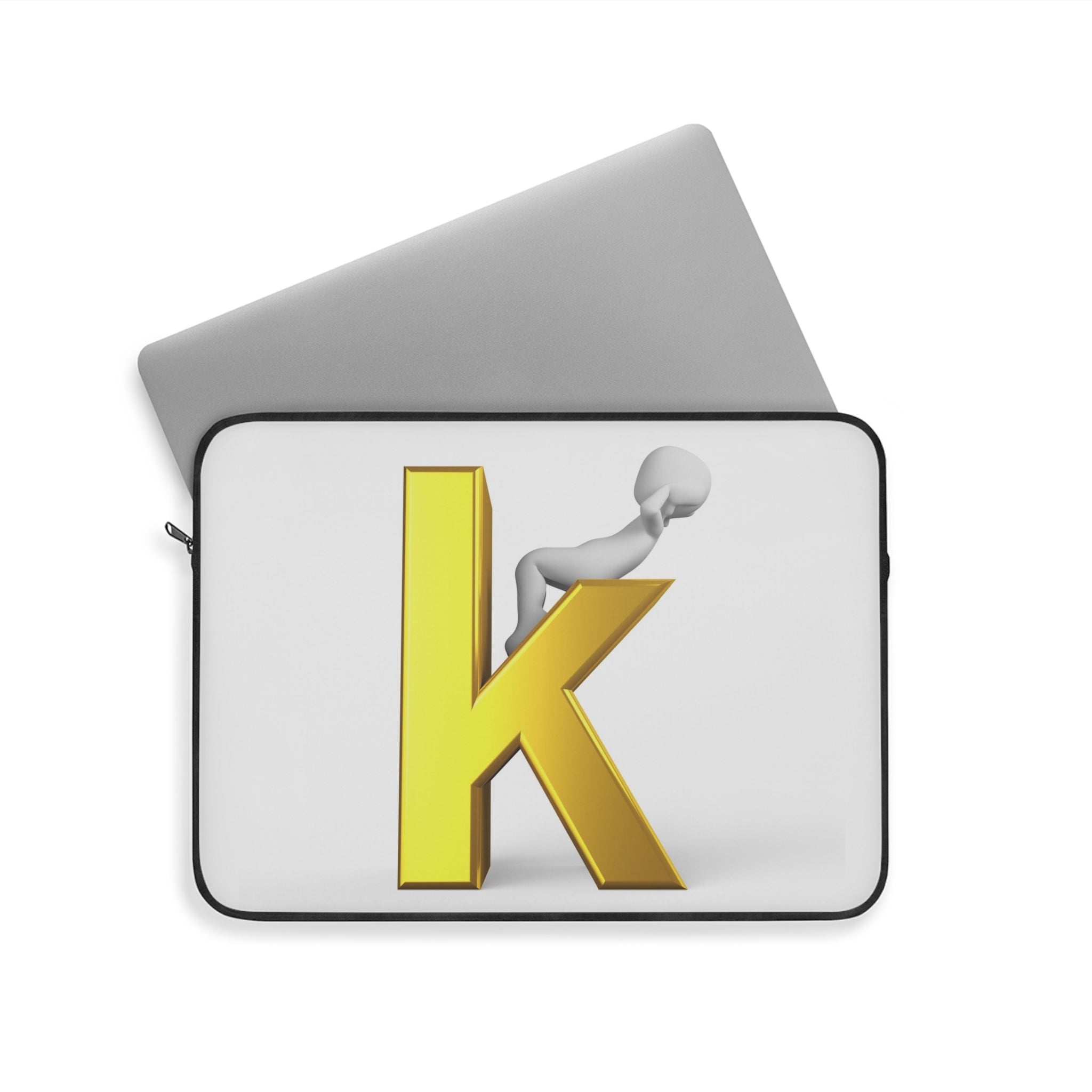 Gold Letter K Monogram Laptop Sleeve | Initial K Notebook Case