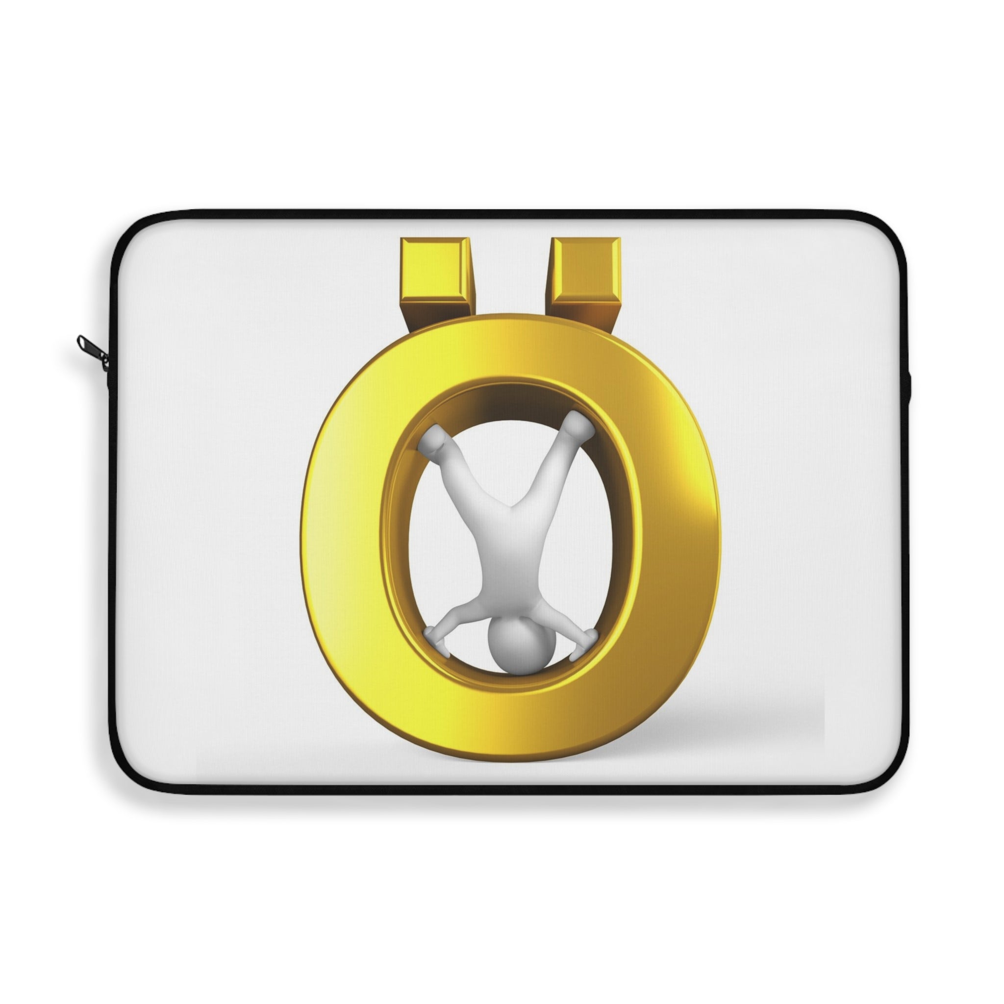 Golden Letter Ö with 3D Figure Laptop Sleeve | Minimal Tech Accessory